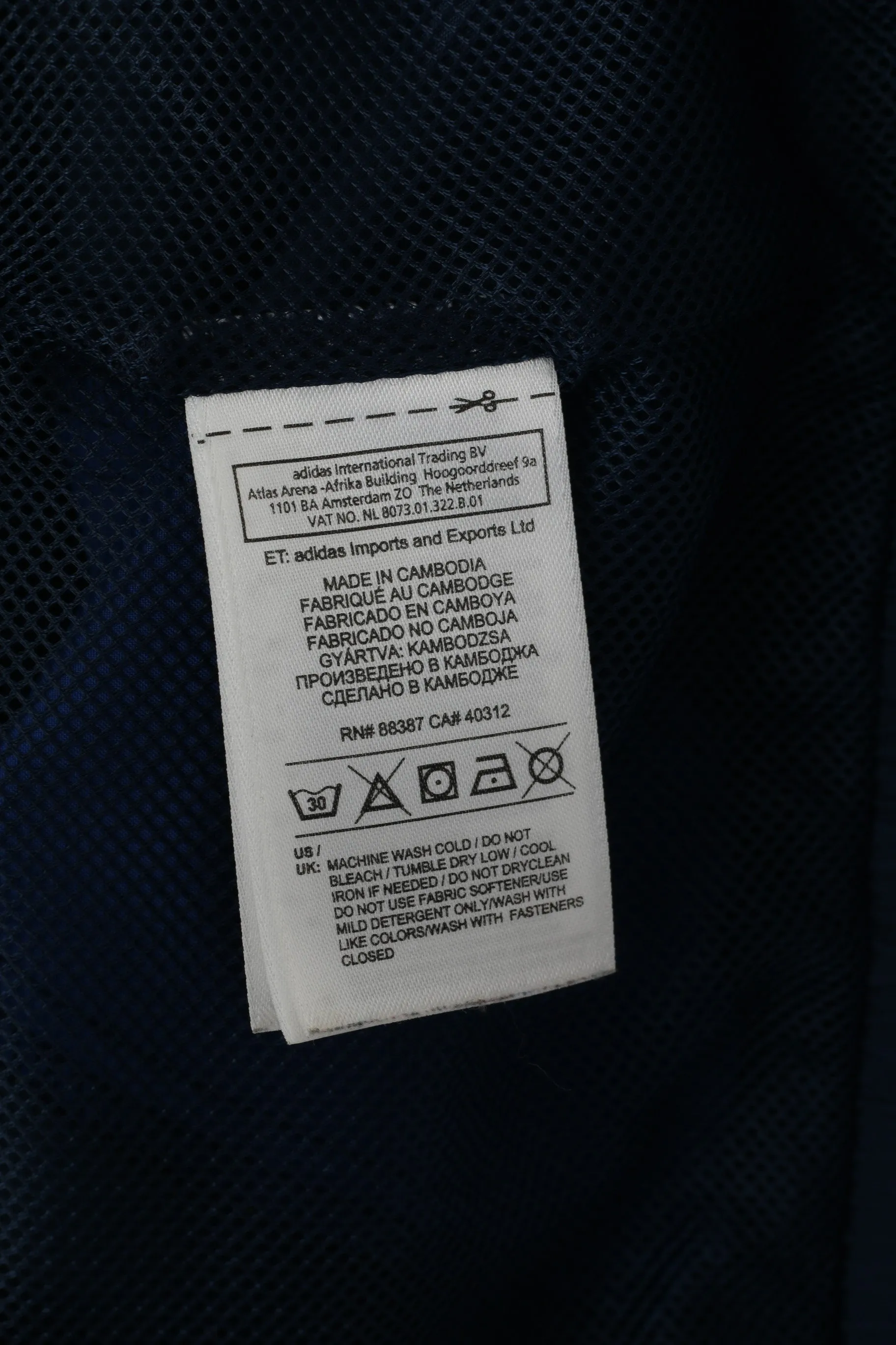 Adidas Men 38/40 M Jacket Navy Training Activewear Bomber Zip Up Top