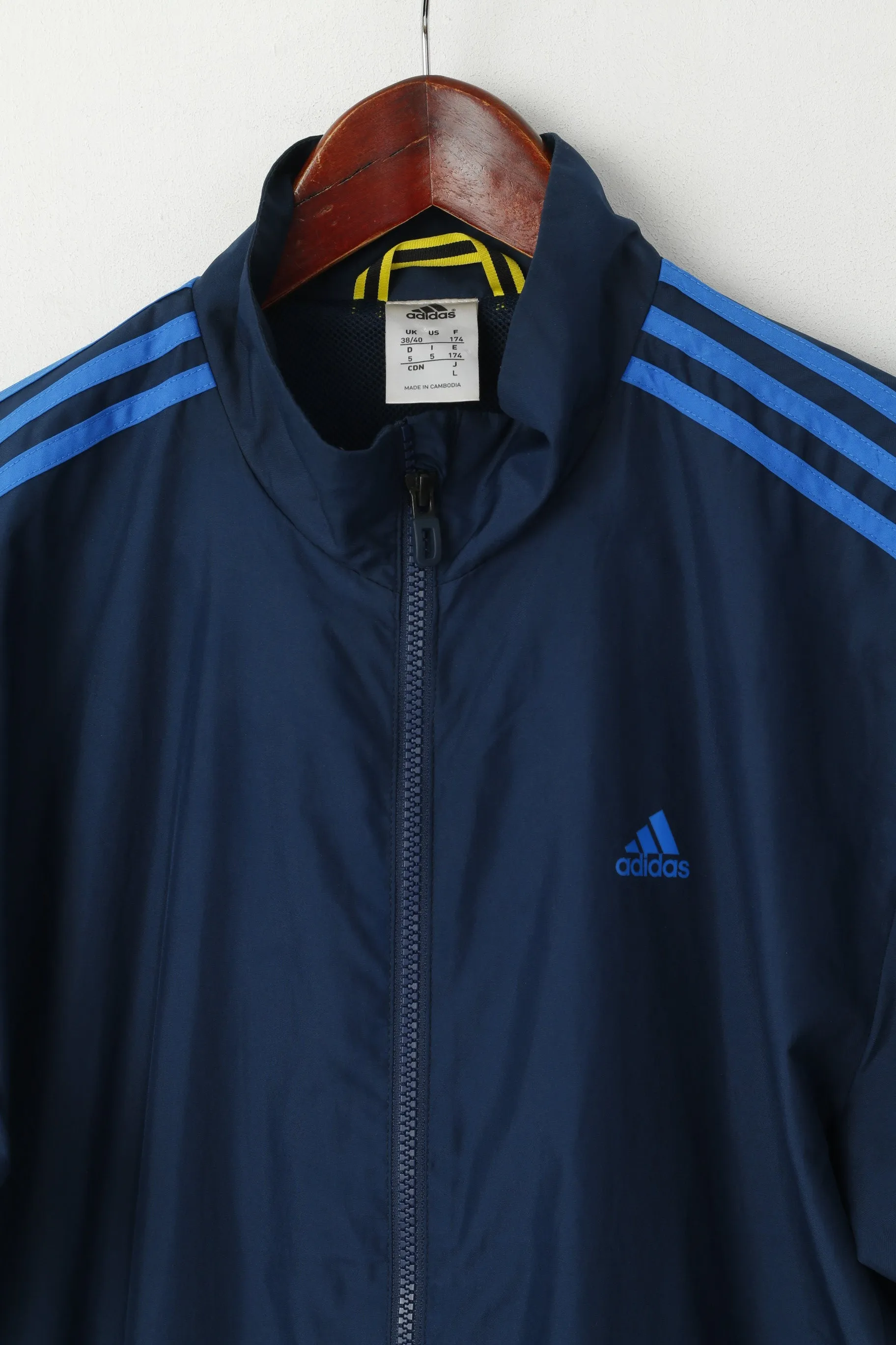 Adidas Men 38/40 M Jacket Navy Training Activewear Bomber Zip Up Top