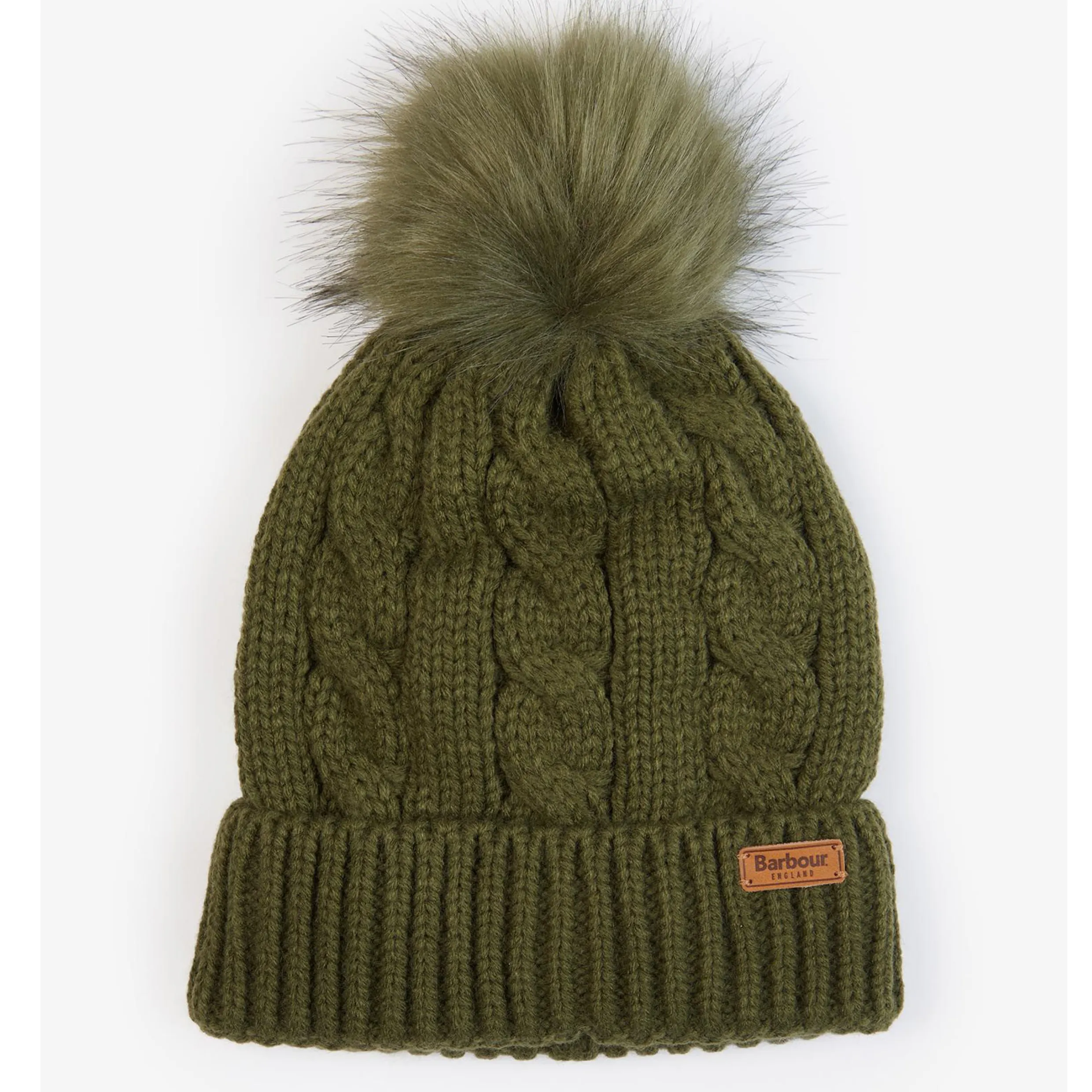 Barbour Portobello Beanie Bobble Hat Olive LHA0480