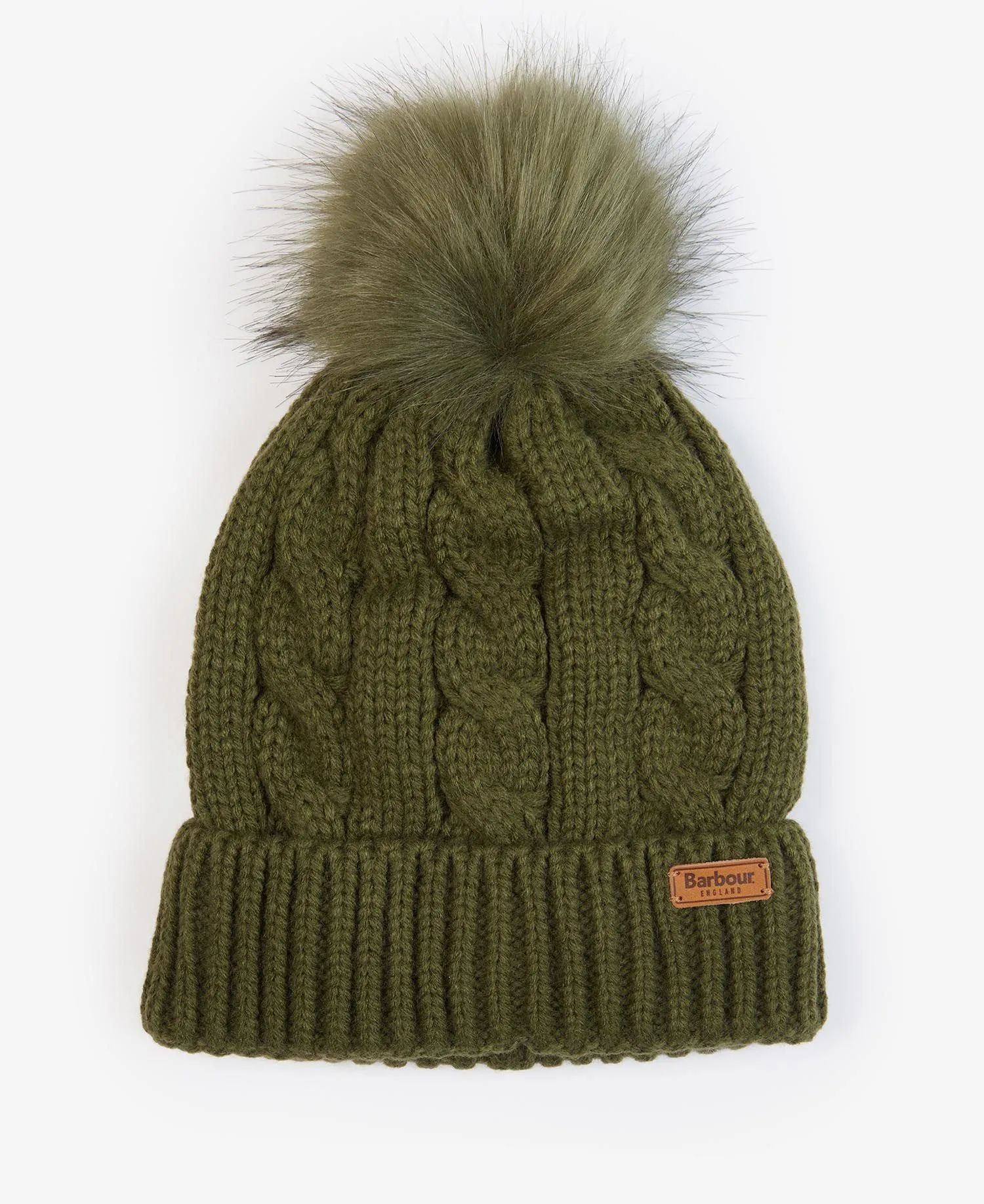 Barbour Portobello Beanie Bobble Hat Olive LHA0480