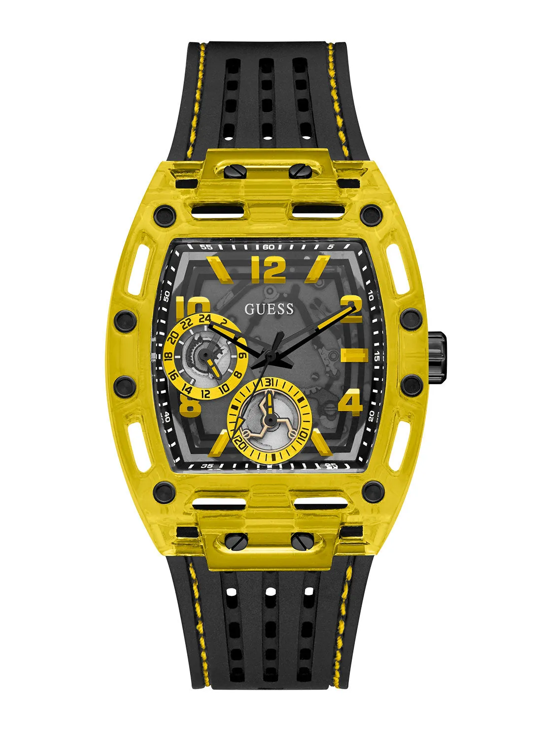 Black Yellow Phoenix Silicone Watch Guess