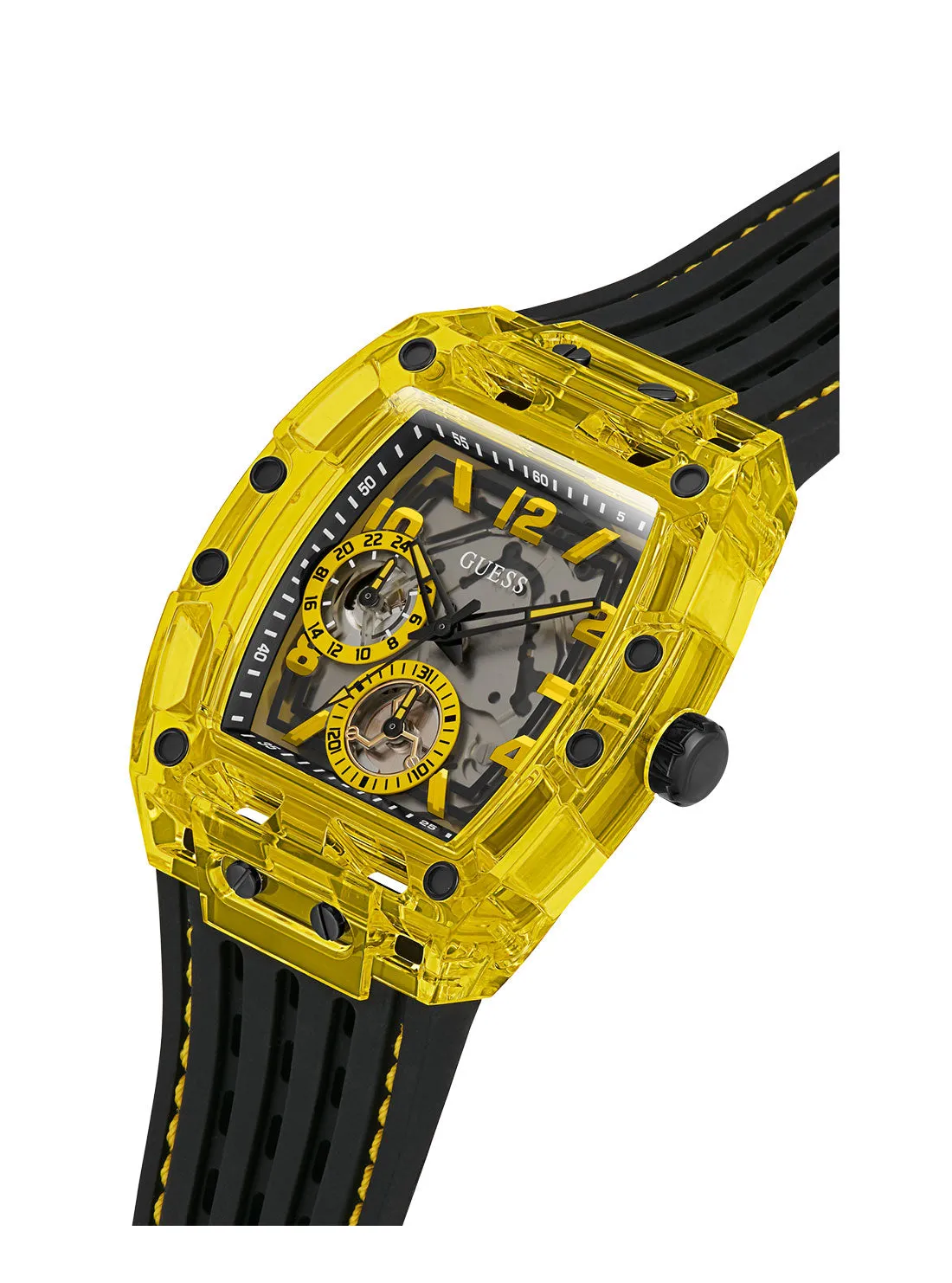 Black Yellow Phoenix Silicone Watch Guess