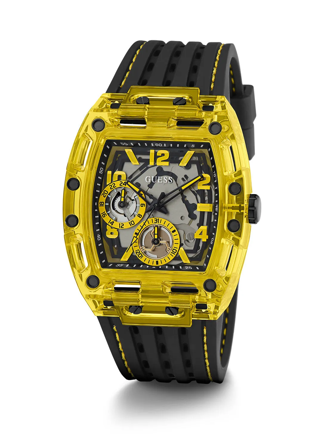 Black Yellow Phoenix Silicone Watch Guess