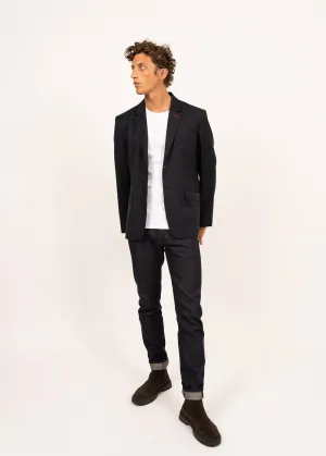 Blazer en drap de laine St Benoit -  coudires en ton sur ton (NAVY)