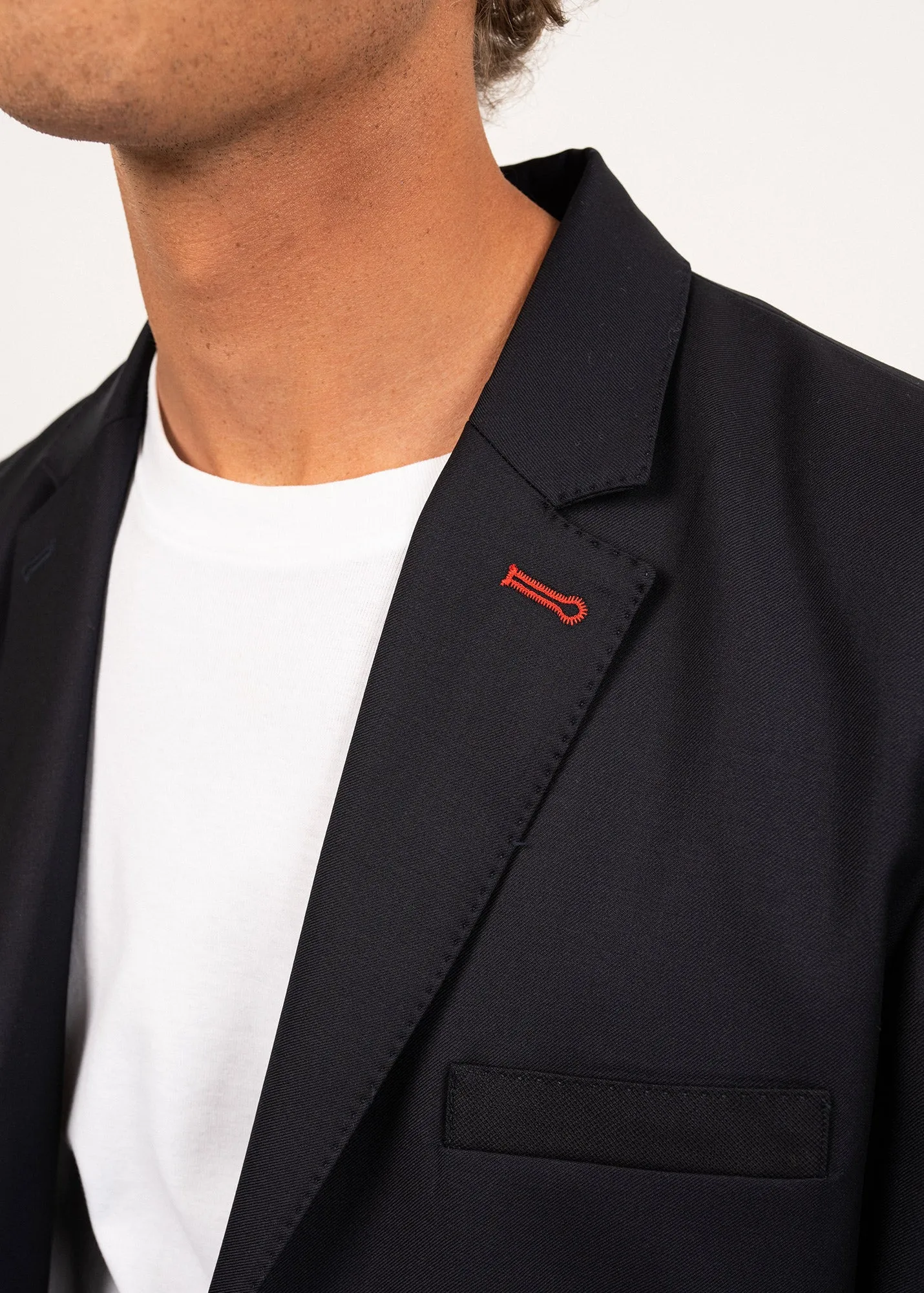 Blazer en drap de laine St Benoit -  coudires en ton sur ton (NAVY)