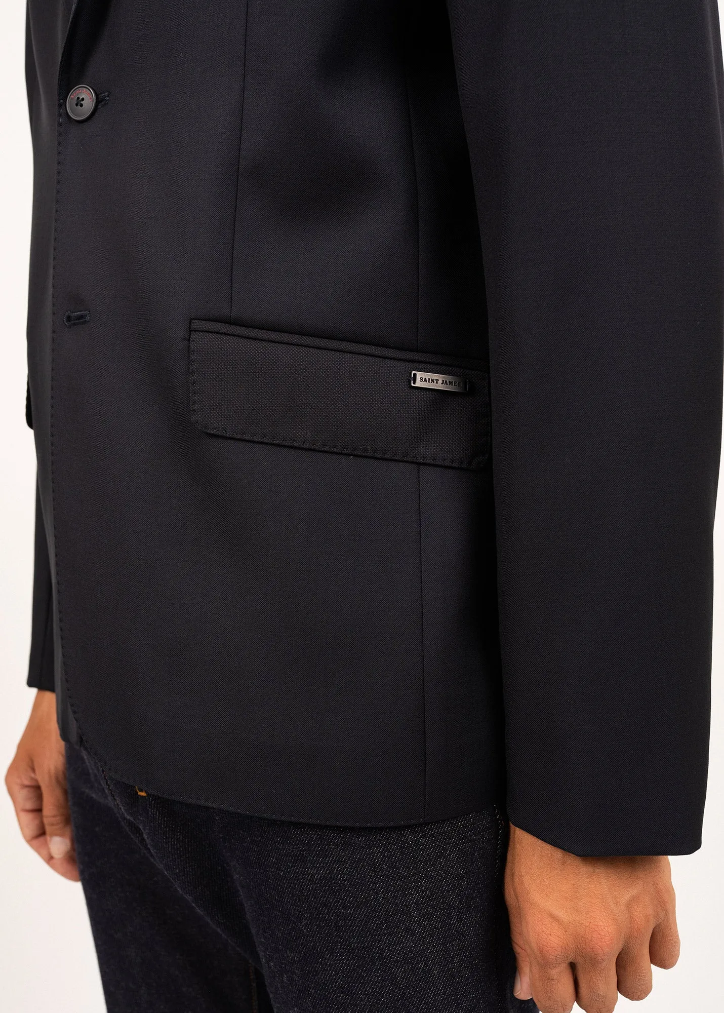 Blazer en drap de laine St Benoit -  coudires en ton sur ton (NAVY)