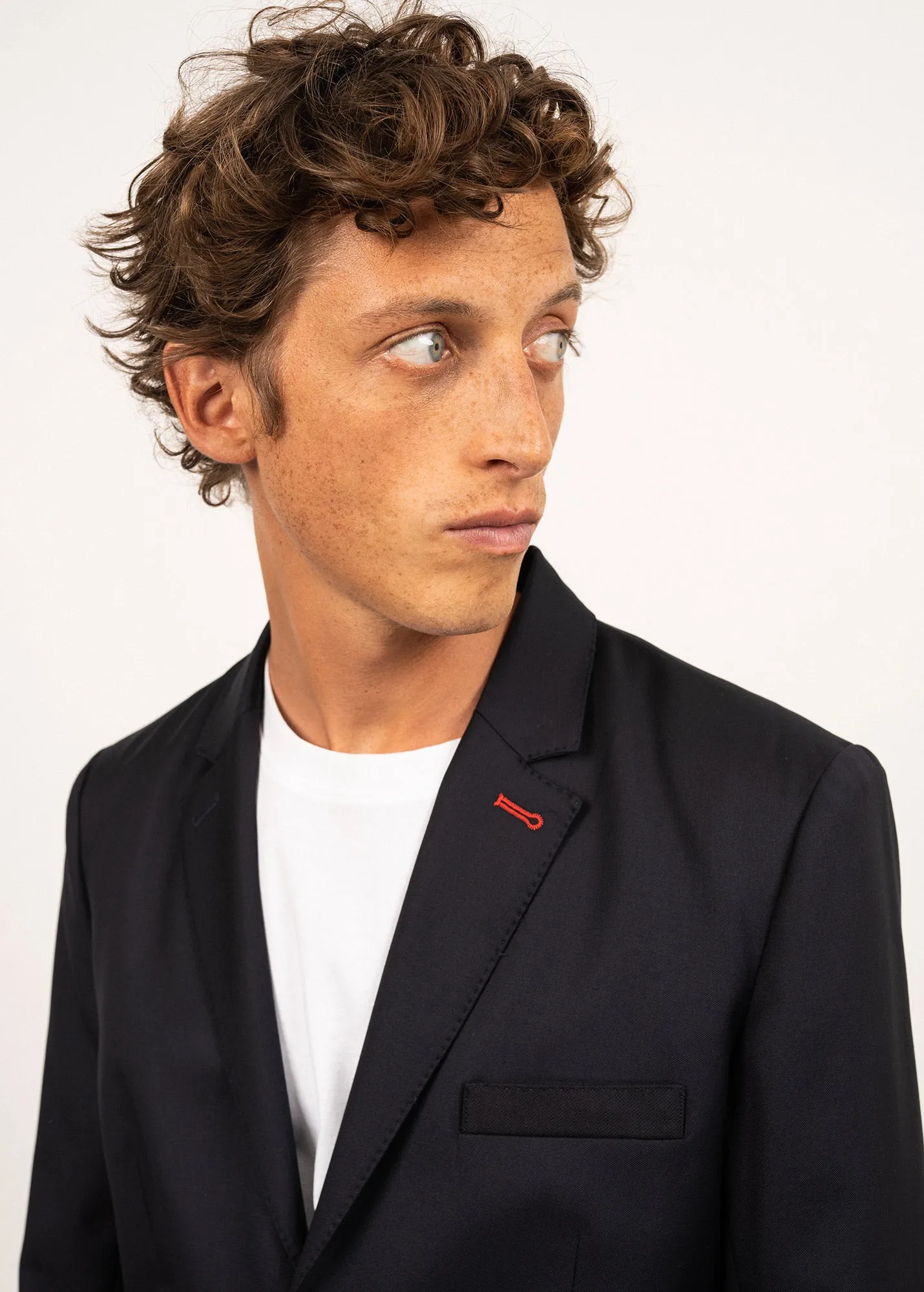 Blazer en drap de laine St Benoit -  coudires en ton sur ton (NAVY)