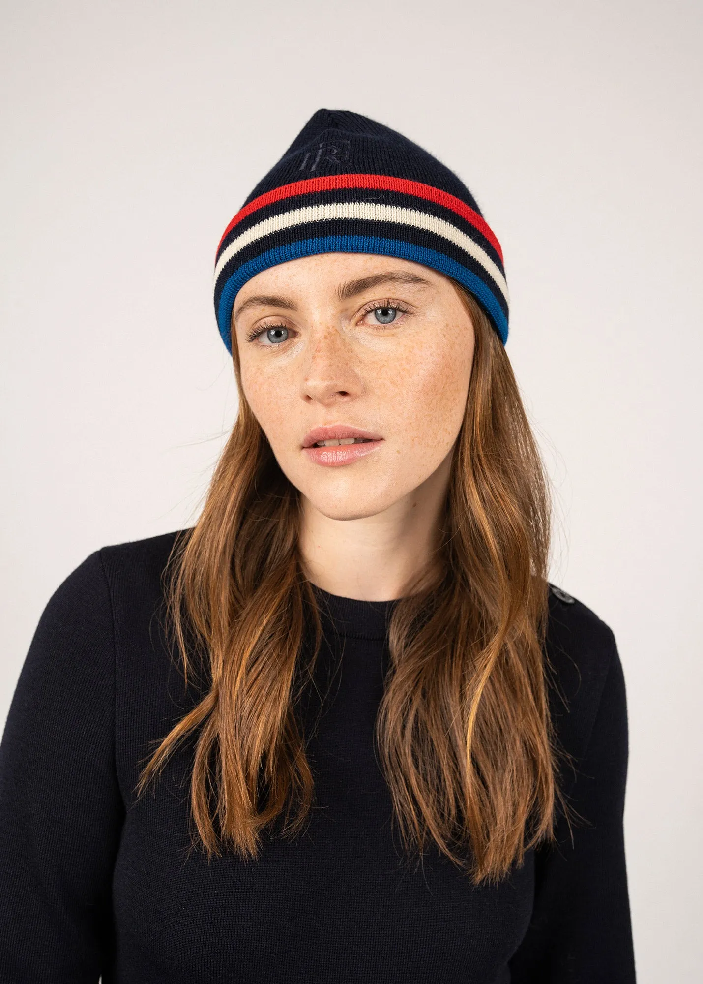 Bonnet tricolore en laine - SAINT JAMES x Elyse (MARINE)