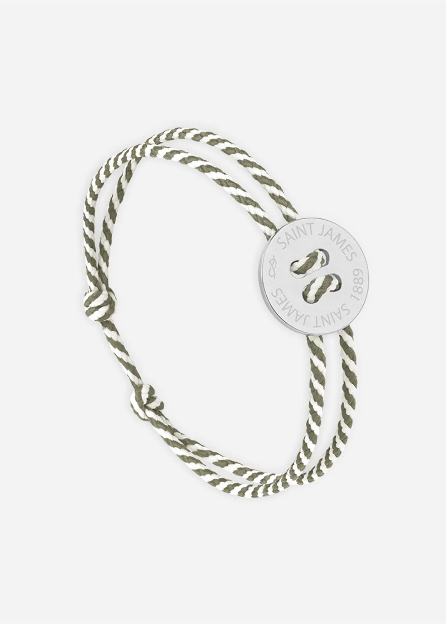 Bracelet lien Bouton - SAINT JAMES x Le Vent  la franaise (ARGENT/RAYE BLANC/KAKI)