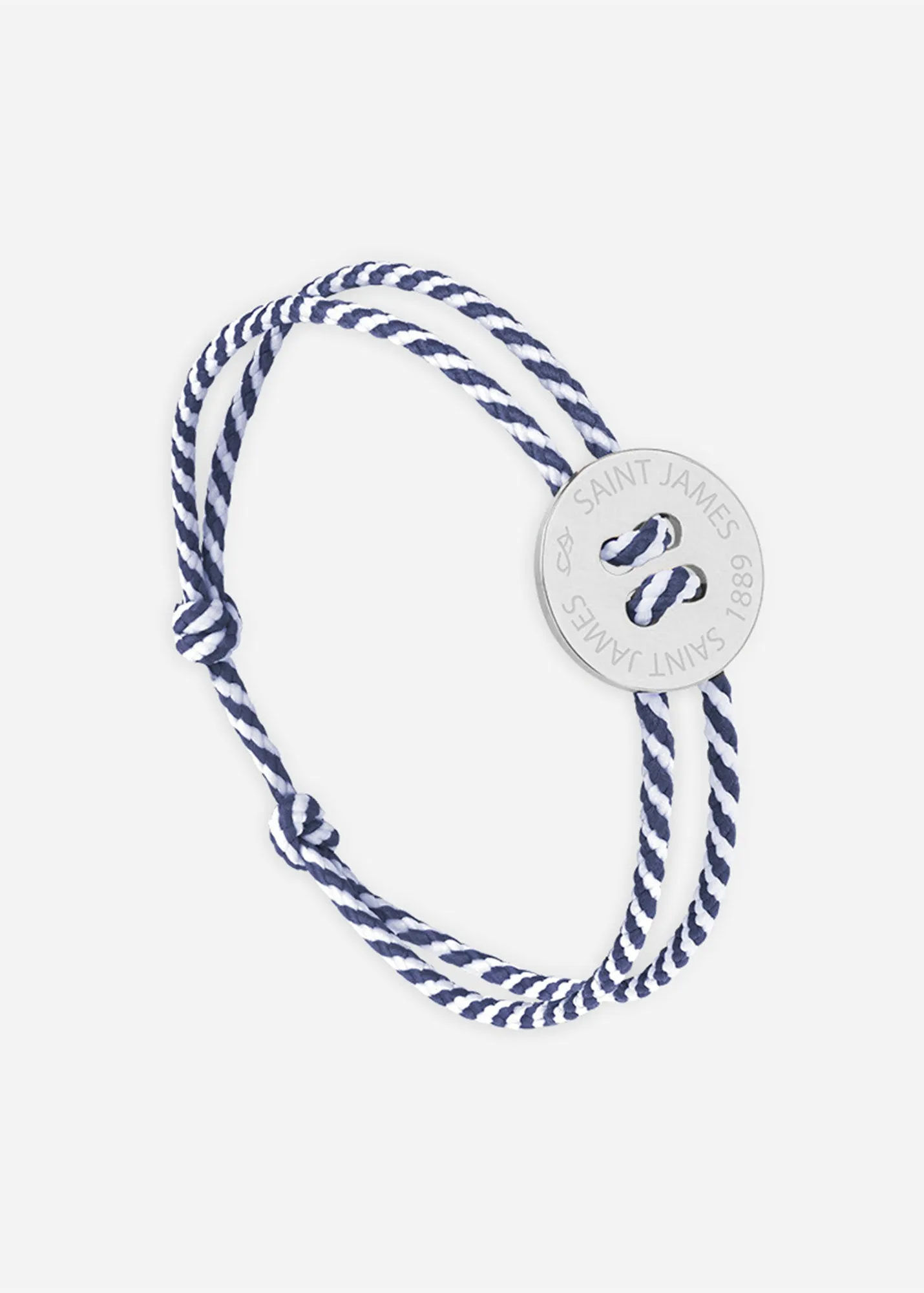 Bracelet lien Bouton - SAINT JAMES x Le Vent  la franaise (ARGENT/RAYE BLANC/MARINE)