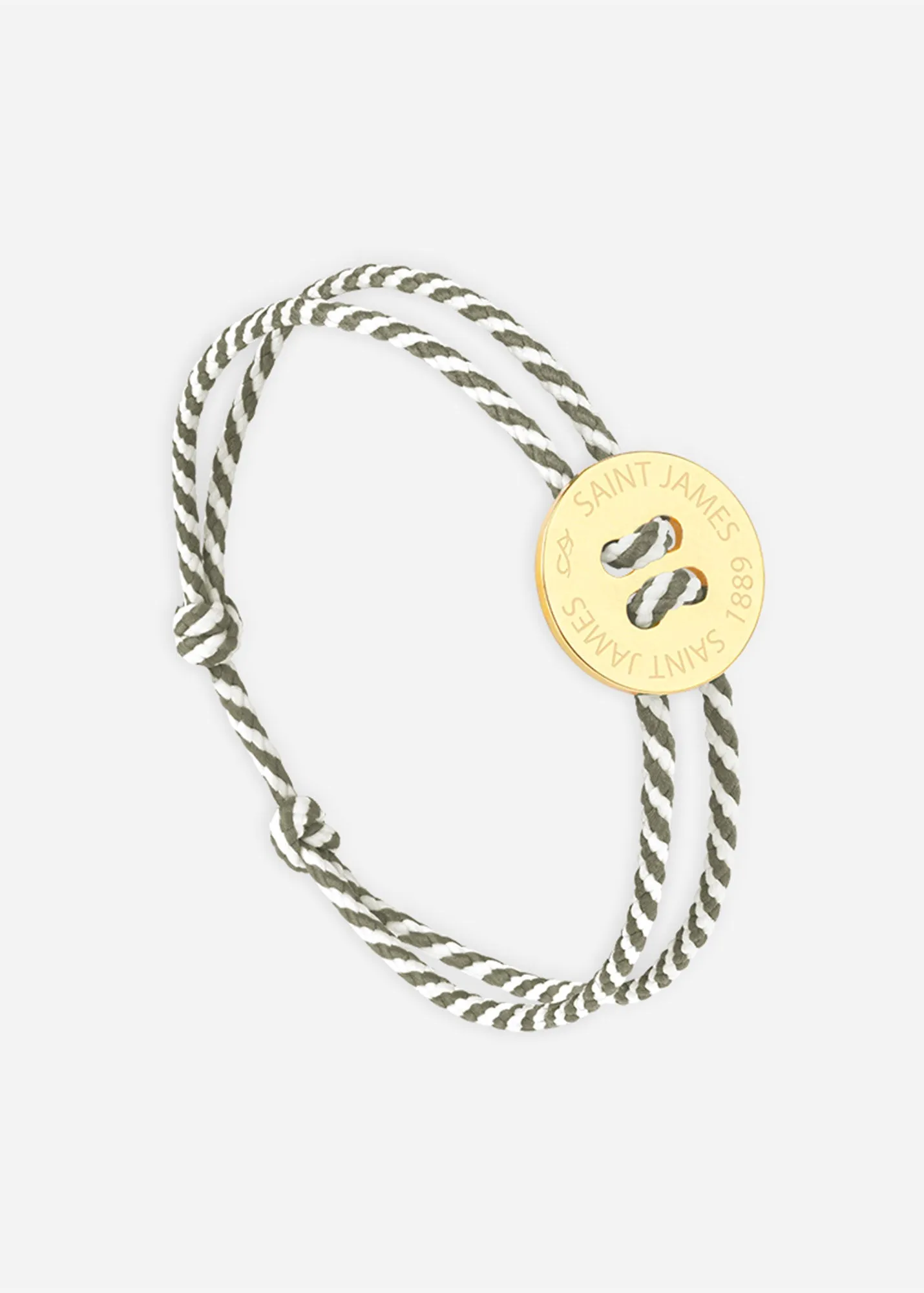 Bracelet lien Bouton - SAINT JAMES x Le Vent  la franaise (OR/RAYE BLANC/KAKI)