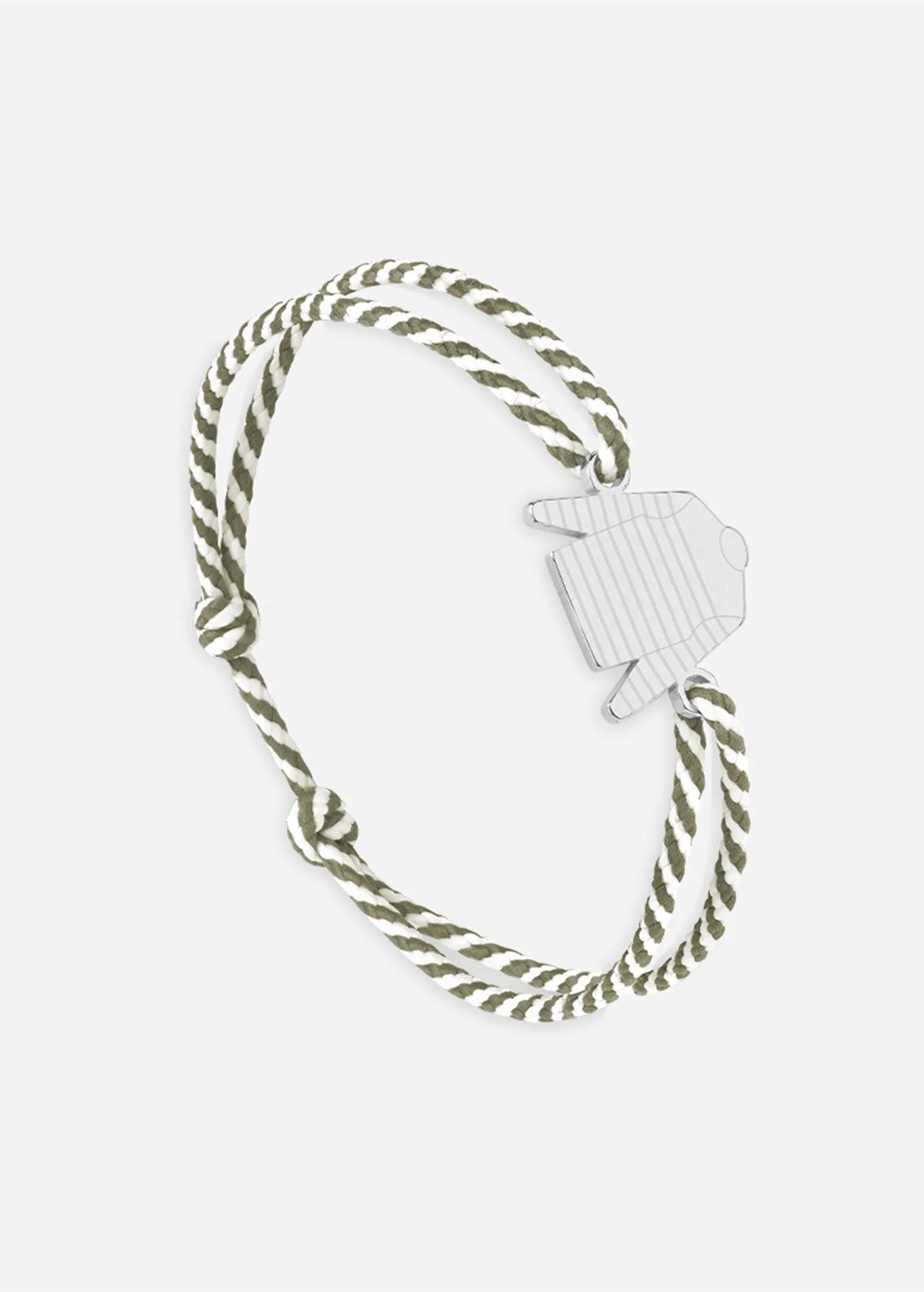 Bracelet lien Marinire - SAINT JAMES x Le Vent  la franaise (ARGENT/RAYE BLANC/KAKI)