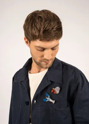Broche brode Homard avec gants - SAINT JAMES x Macon & Lesquoy (BLANC/BLEU)