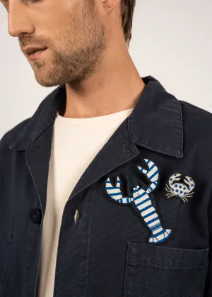 Broche brode Homard ray - SAINT JAMES x Macon & Lesquoy (BLEU/BLANC)
