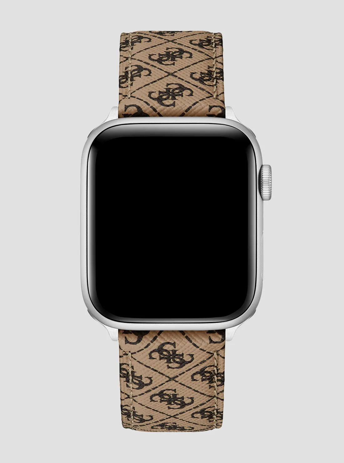 Brown Quattro G Leather Apple Watch Strap Guess