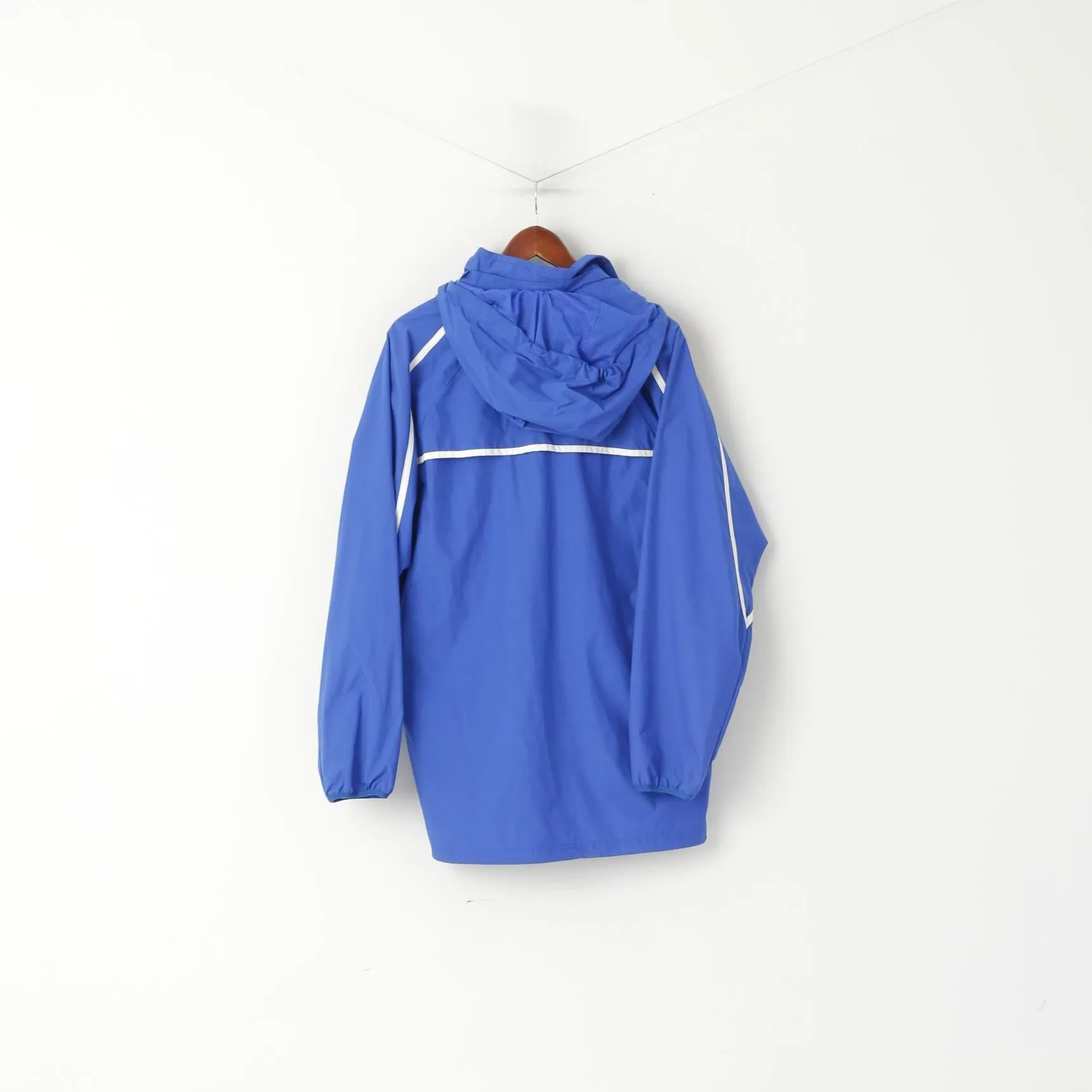 Canterbury Of New Zealand Men L Pullover Jacket Blue Hooded Nylon Zip Neck Sport Top