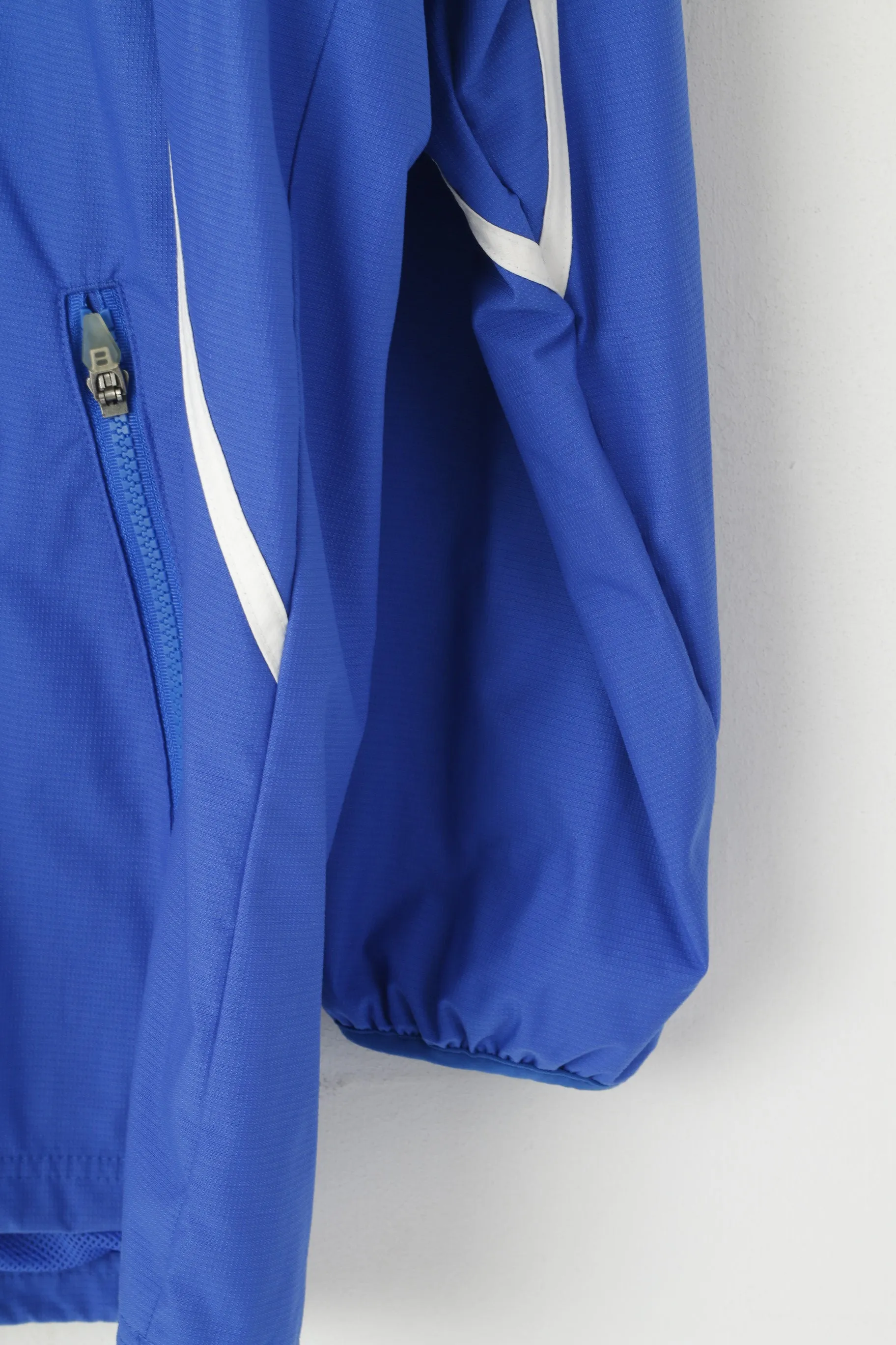 Canterbury Of New Zealand Men L Pullover Jacket Blue Hooded Nylon Zip Neck Sport Top