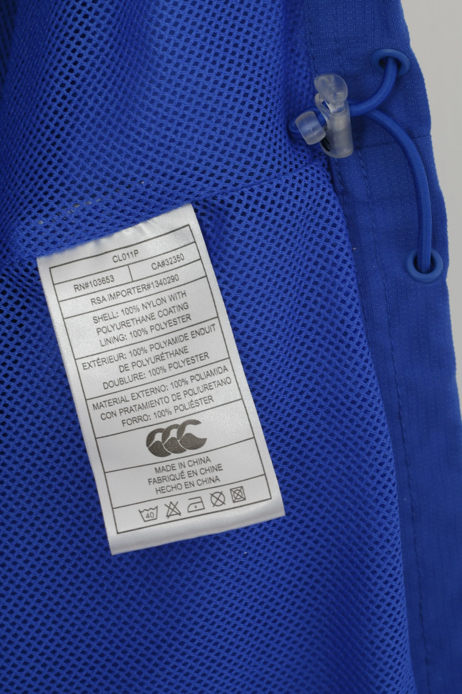 Canterbury Of New Zealand Men L Pullover Jacket Blue Hooded Nylon Zip Neck Sport Top