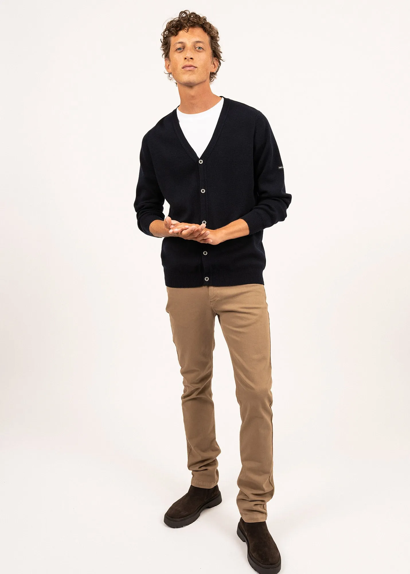 Cardigan boutonn Guingamp - en laine mrinos extrafine (NAVY)