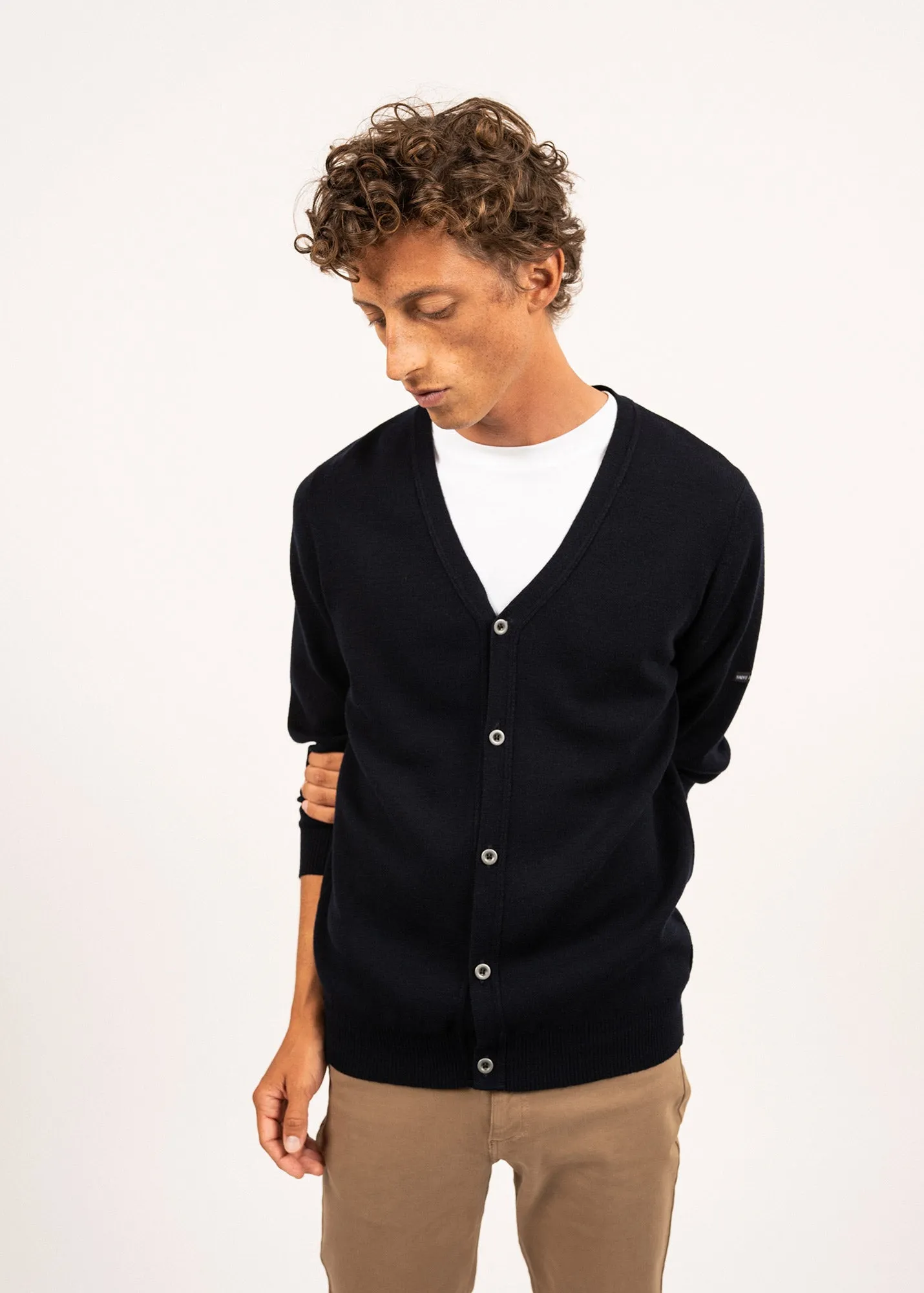 Cardigan boutonn Guingamp - en laine mrinos extrafine (NAVY)