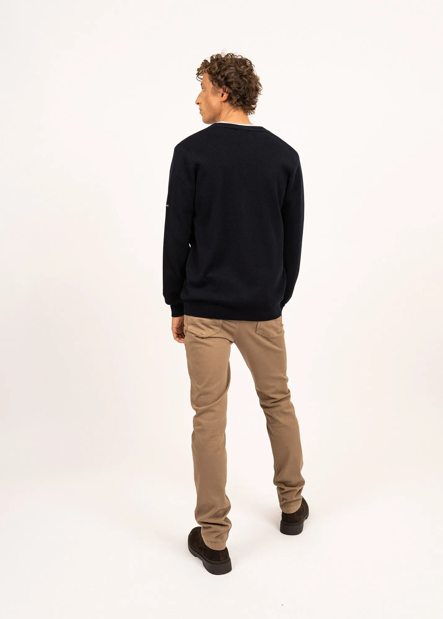 Cardigan boutonn Guingamp - en laine mrinos extrafine (NAVY)