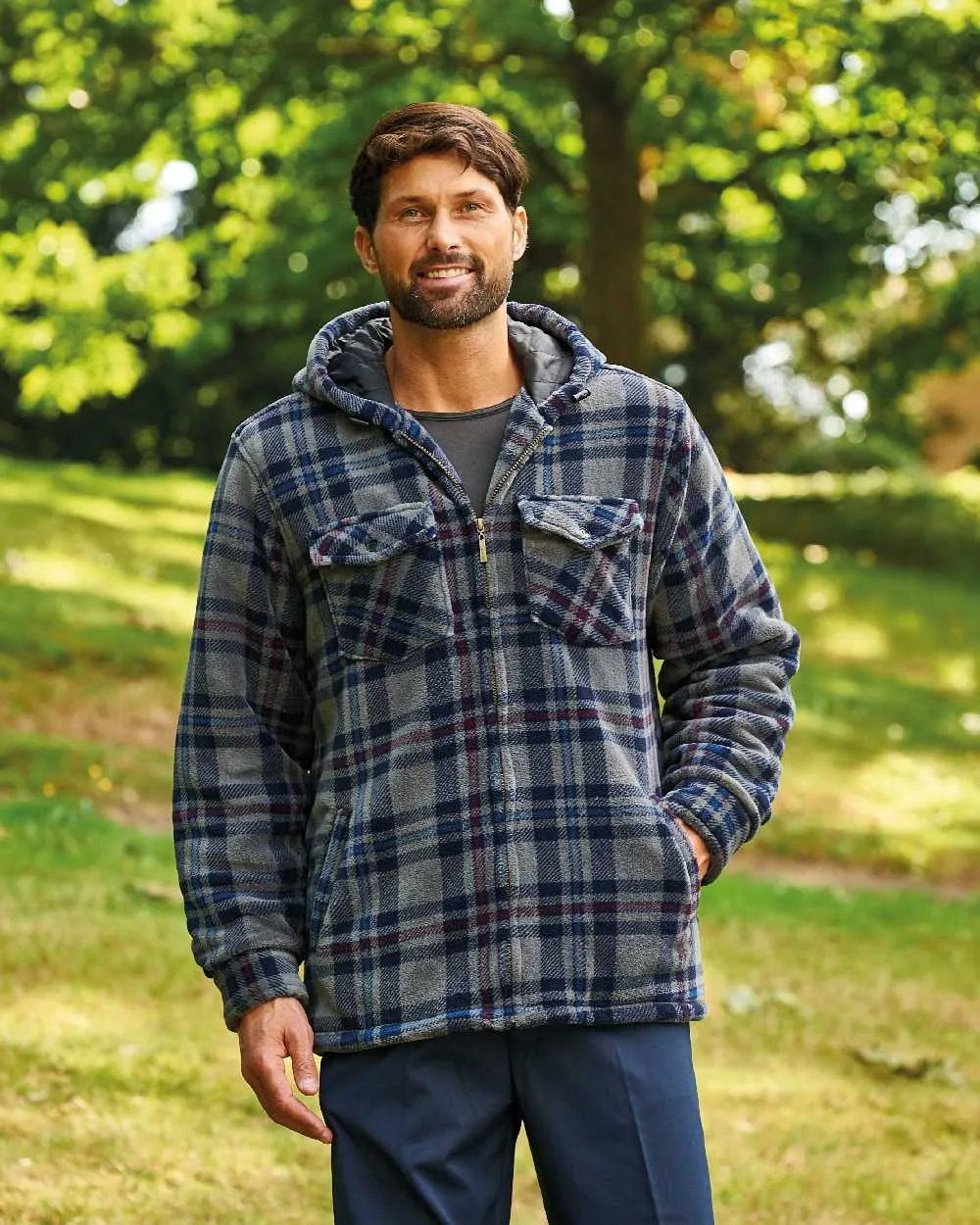 Champion Dumfries Mens Hooded Lumberjack Fleece Jacket