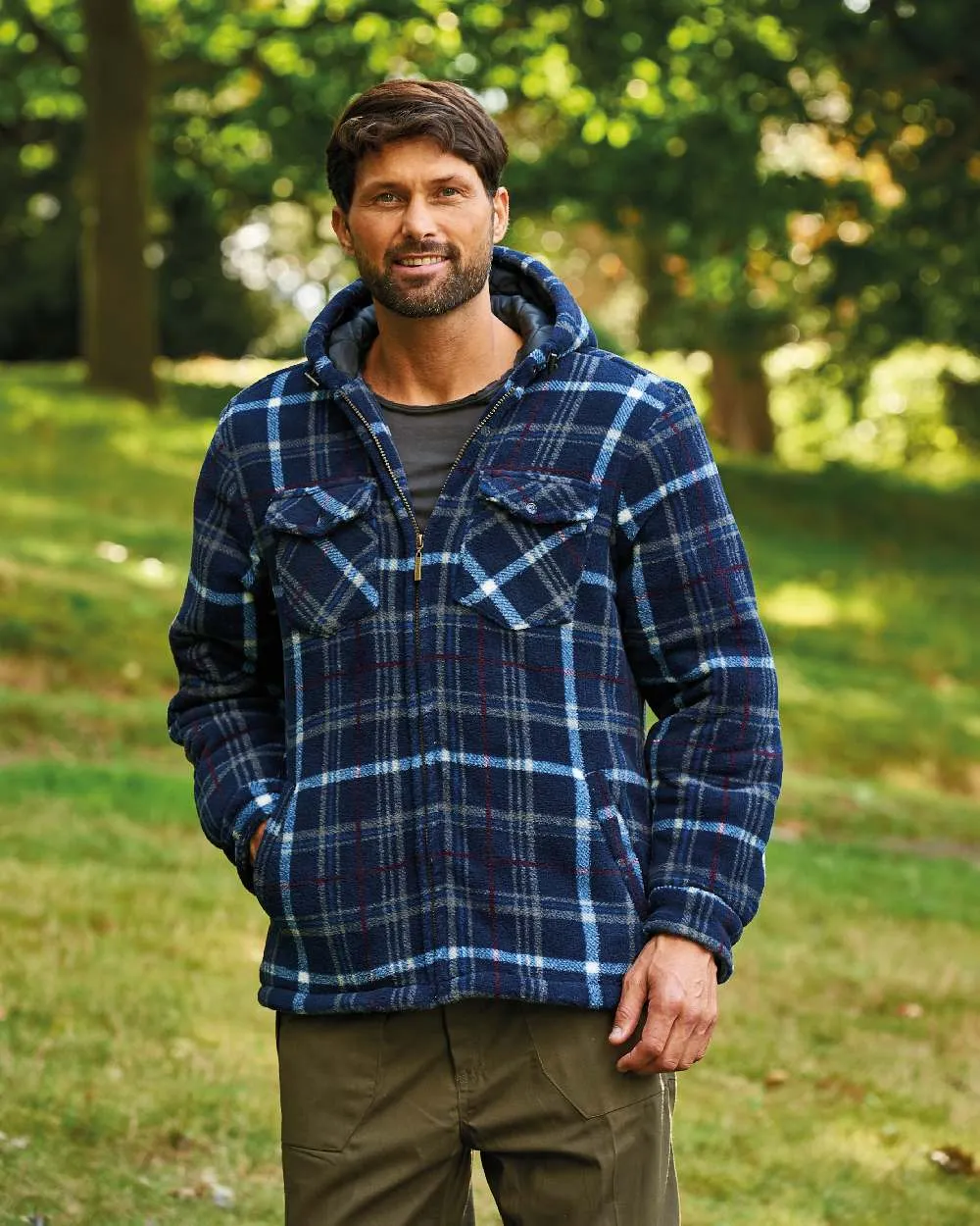 Champion Dumfries Mens Hooded Lumberjack Fleece Jacket