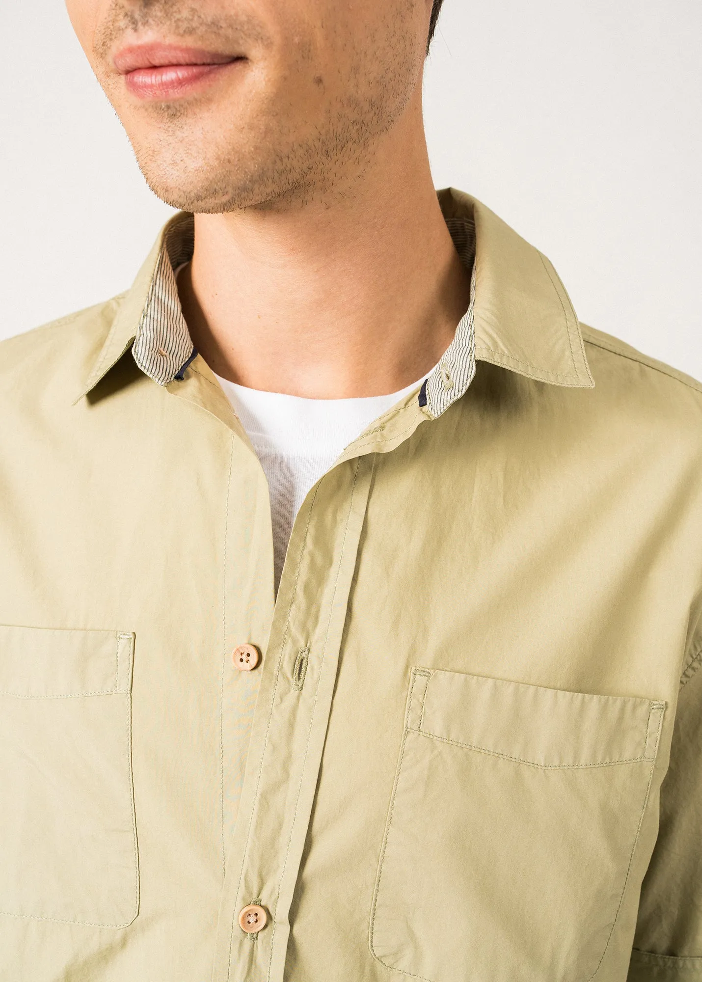 Chemise manches courtes Isaac - en coton (AMANDIER)