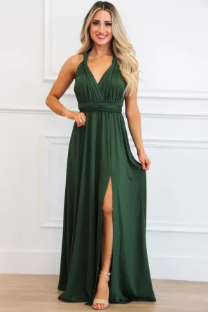 Classic Wrap Maxi Dress: Hunter Green