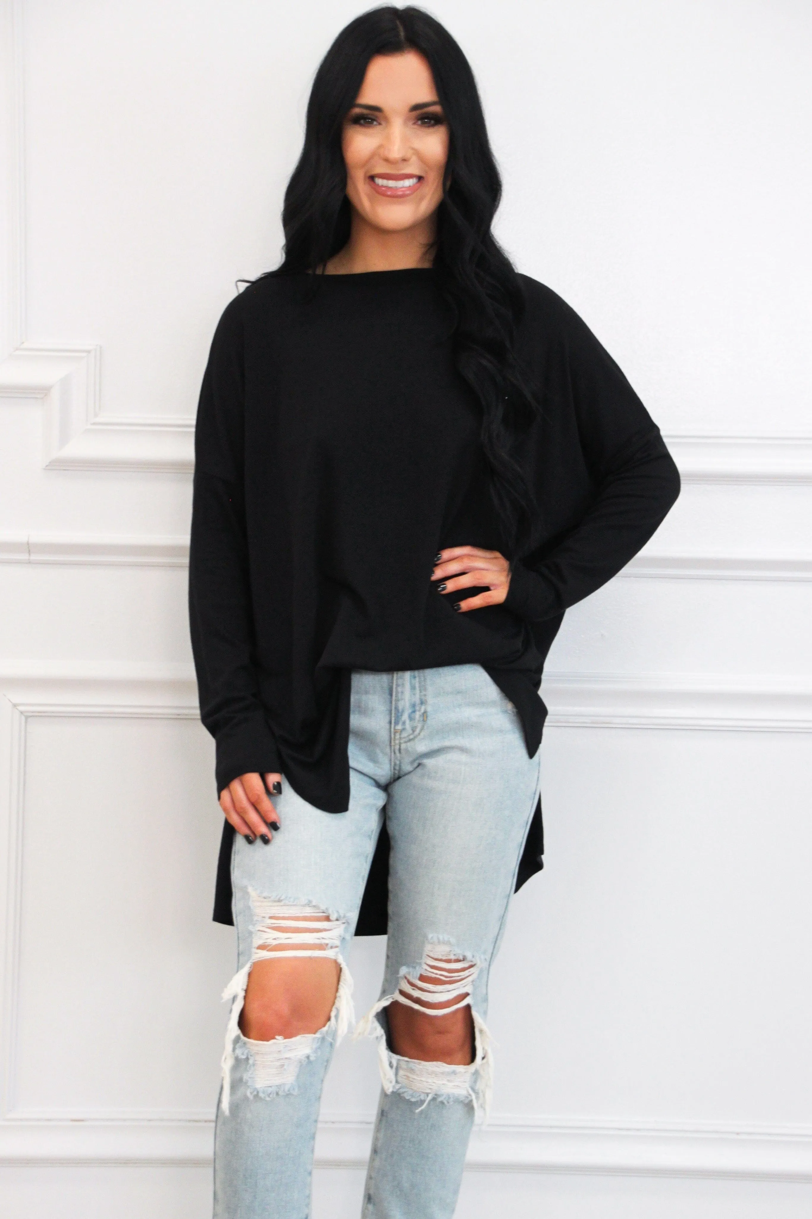 Closet Basic Oversized Soft Top: Black