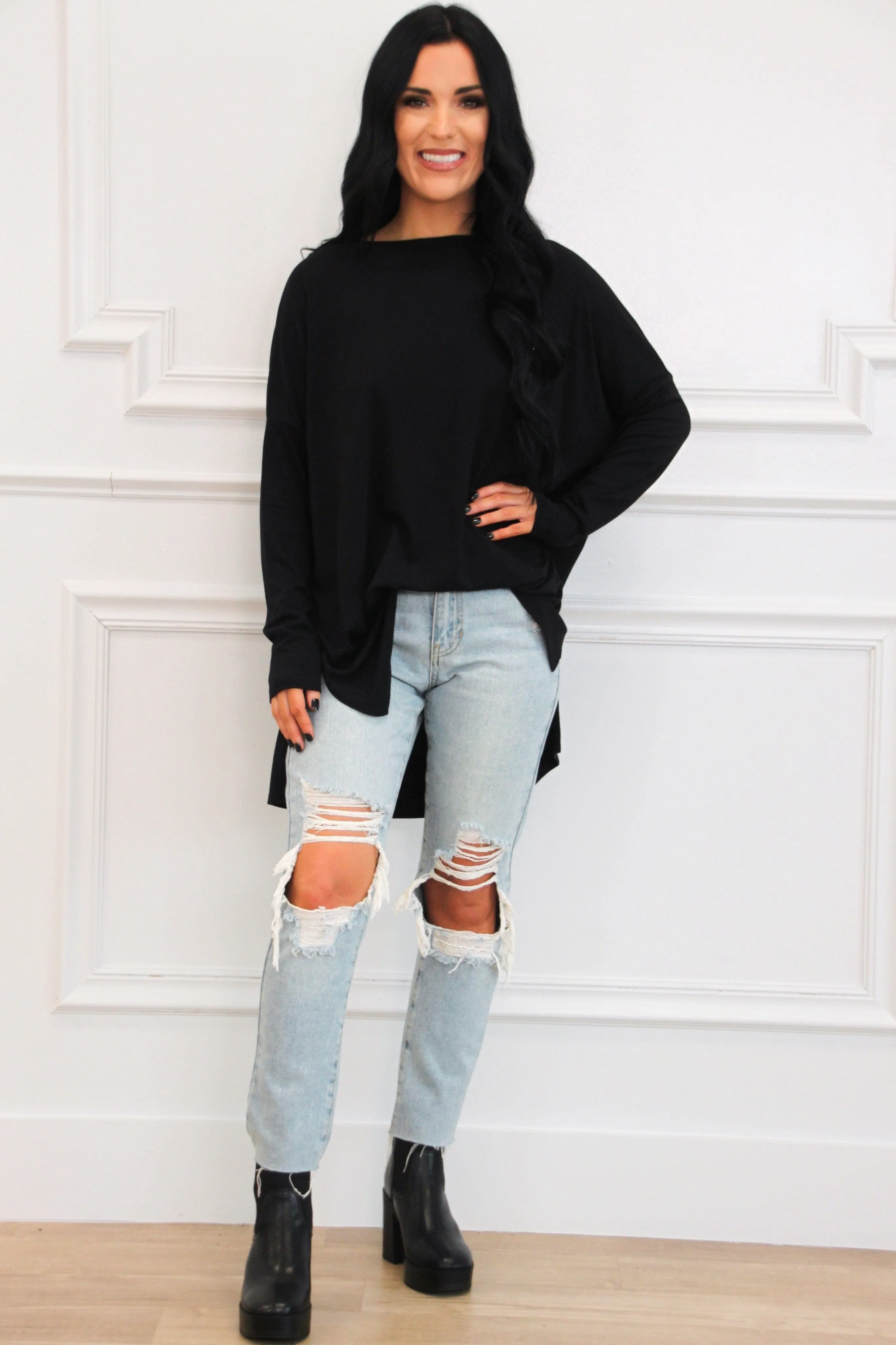 Closet Basic Oversized Soft Top: Black