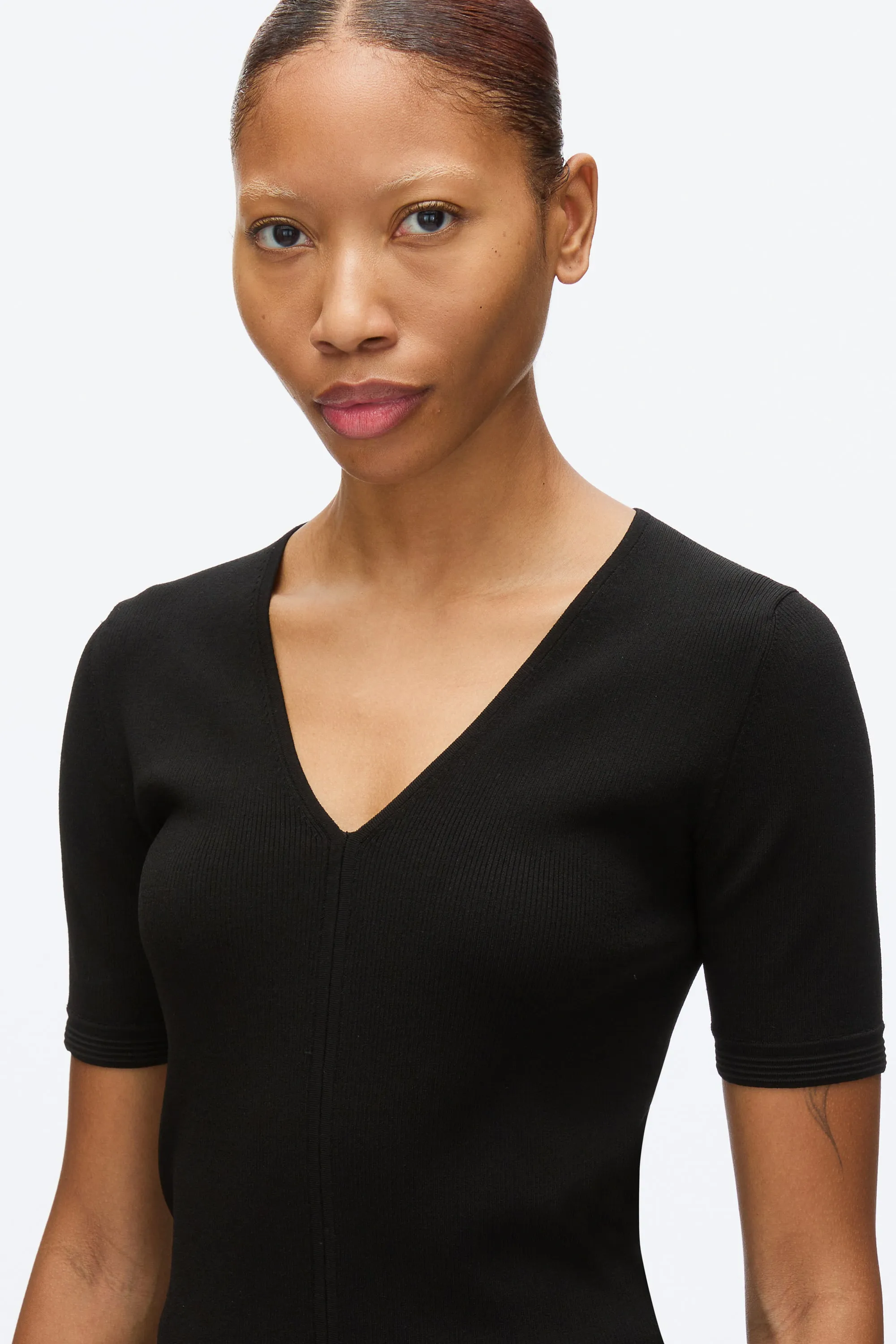 Compact Rib V-Neck Tee