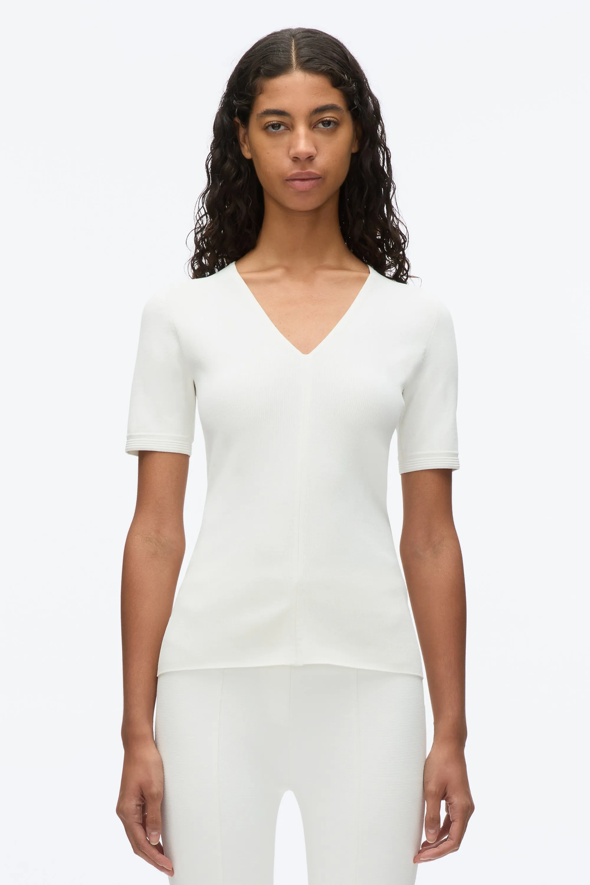 Compact Rib V-Neck Tee