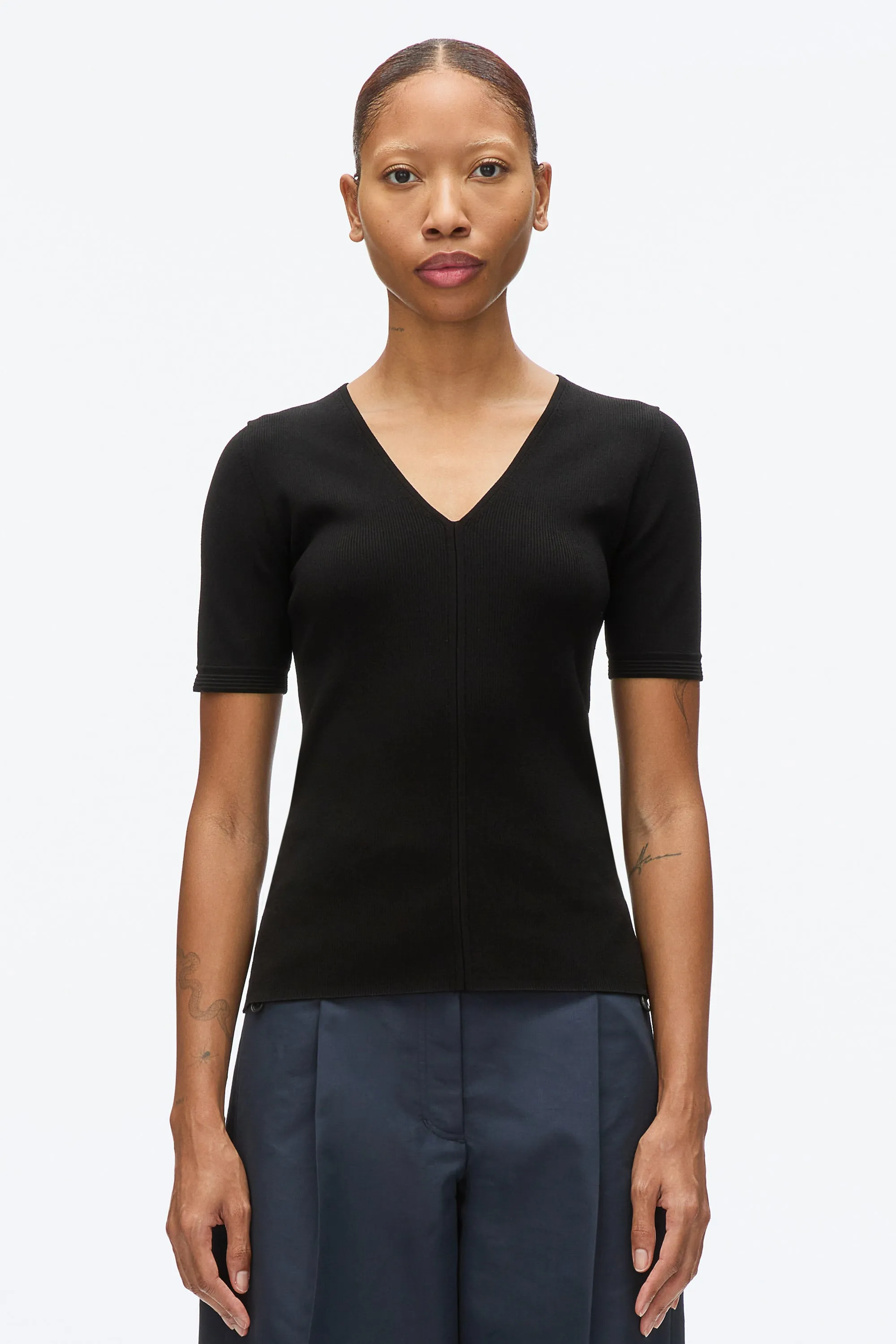 Compact Rib V-Neck Tee