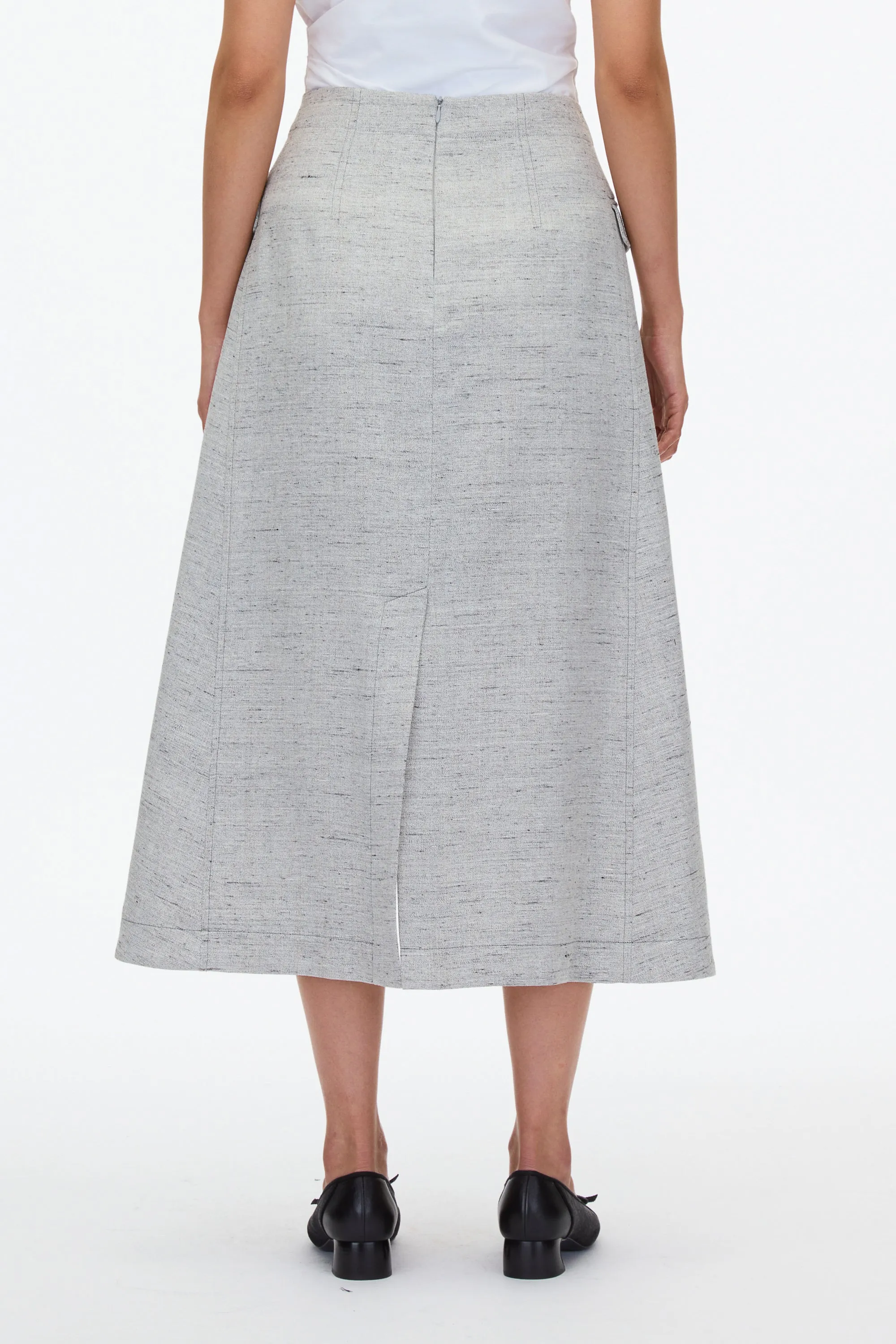 Faux Wrap Half Skirt with Tie Waist