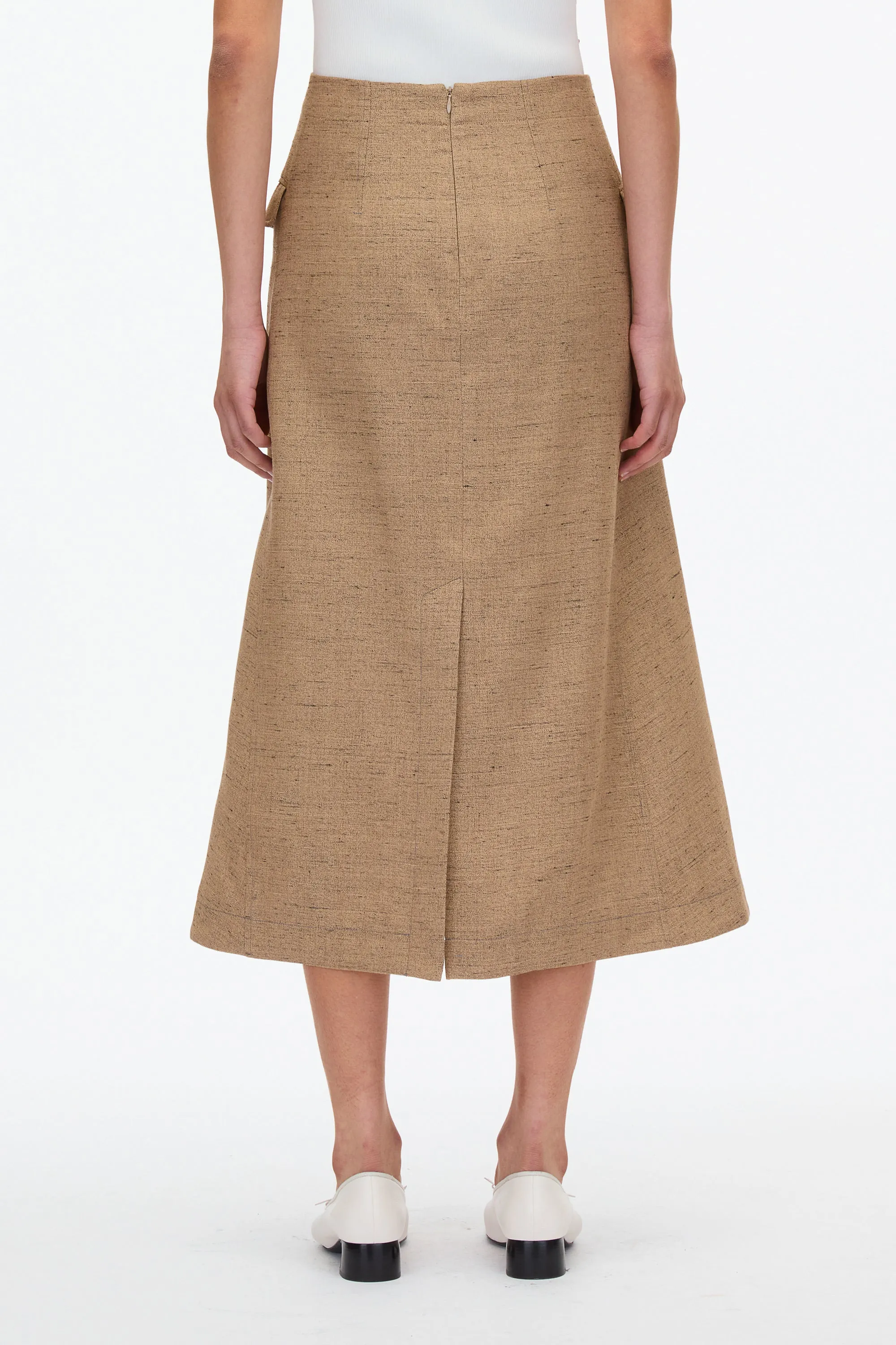 Faux Wrap Half Skirt with Tie Waist