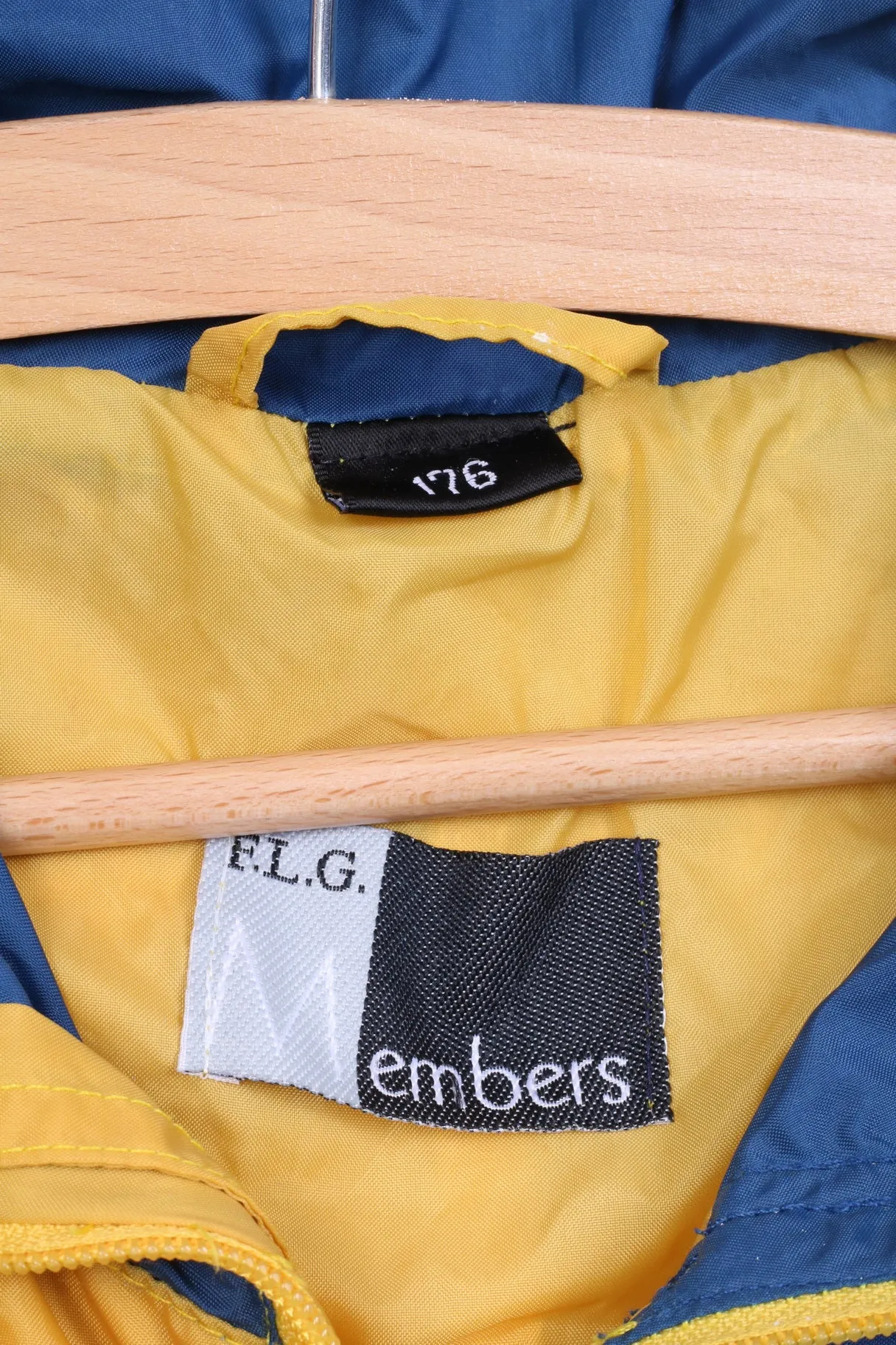 F.L.G. Members Boys 176 Lightweight Jacket Yellow Full Zipper Hooded Nylon Waterproof