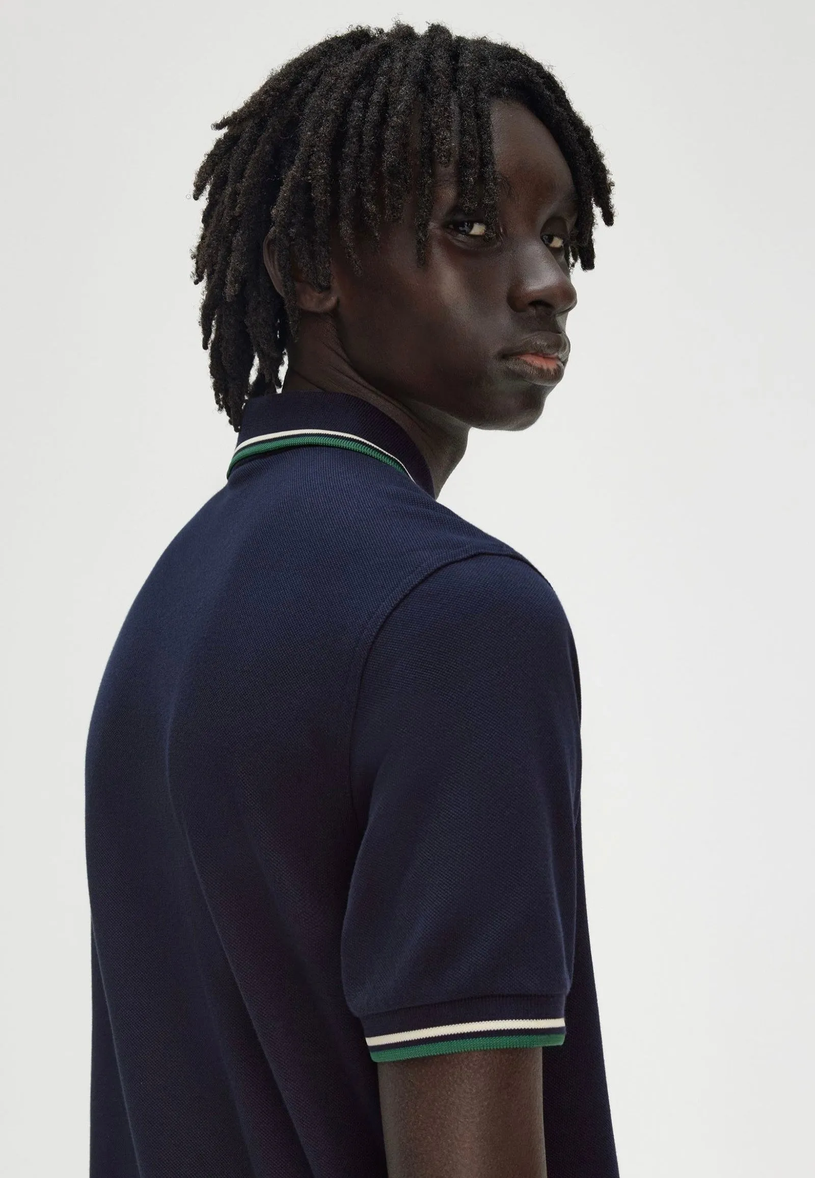 Fred Perry - Twin Tipped Dark Carbon/Light Ecru/Label Green - Polo