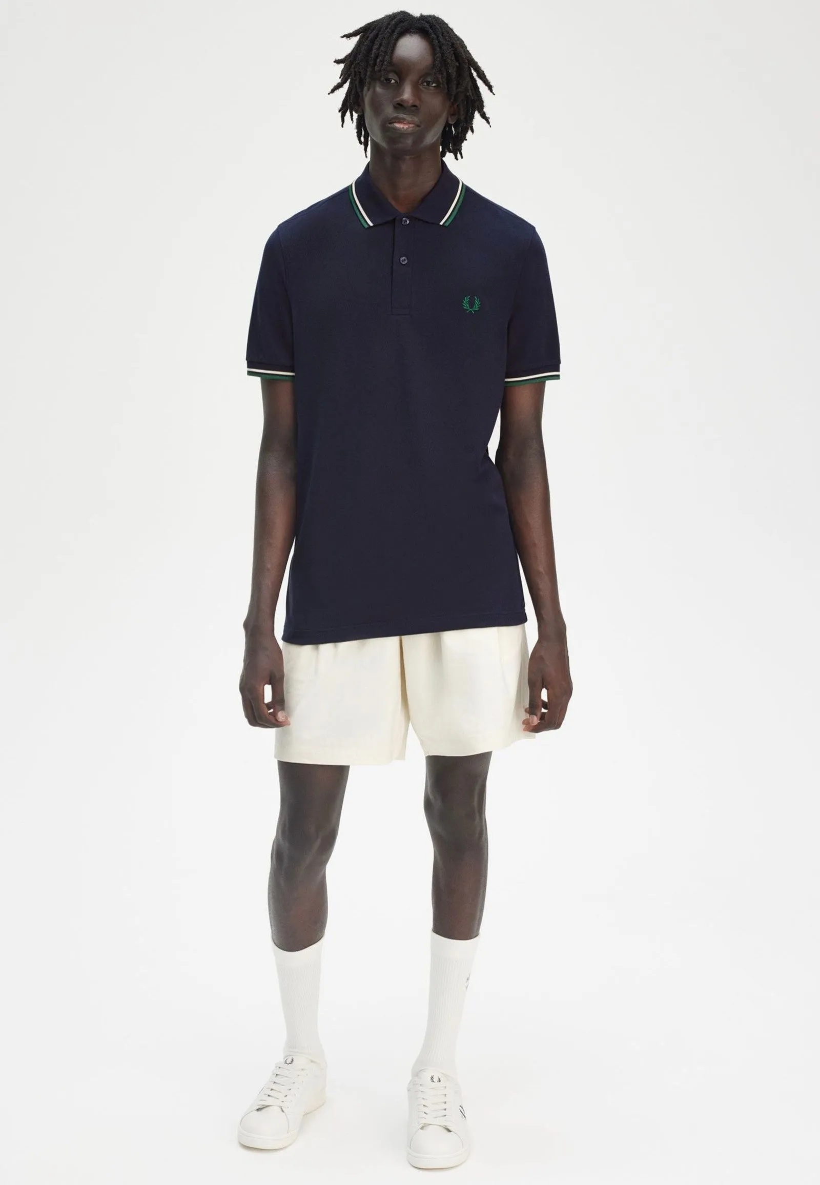 Fred Perry - Twin Tipped Dark Carbon/Light Ecru/Label Green - Polo
