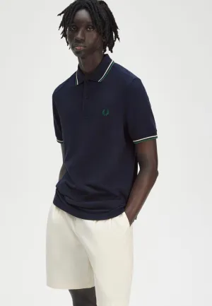 Fred Perry - Twin Tipped Dark Carbon/Light Ecru/Label Green - Polo