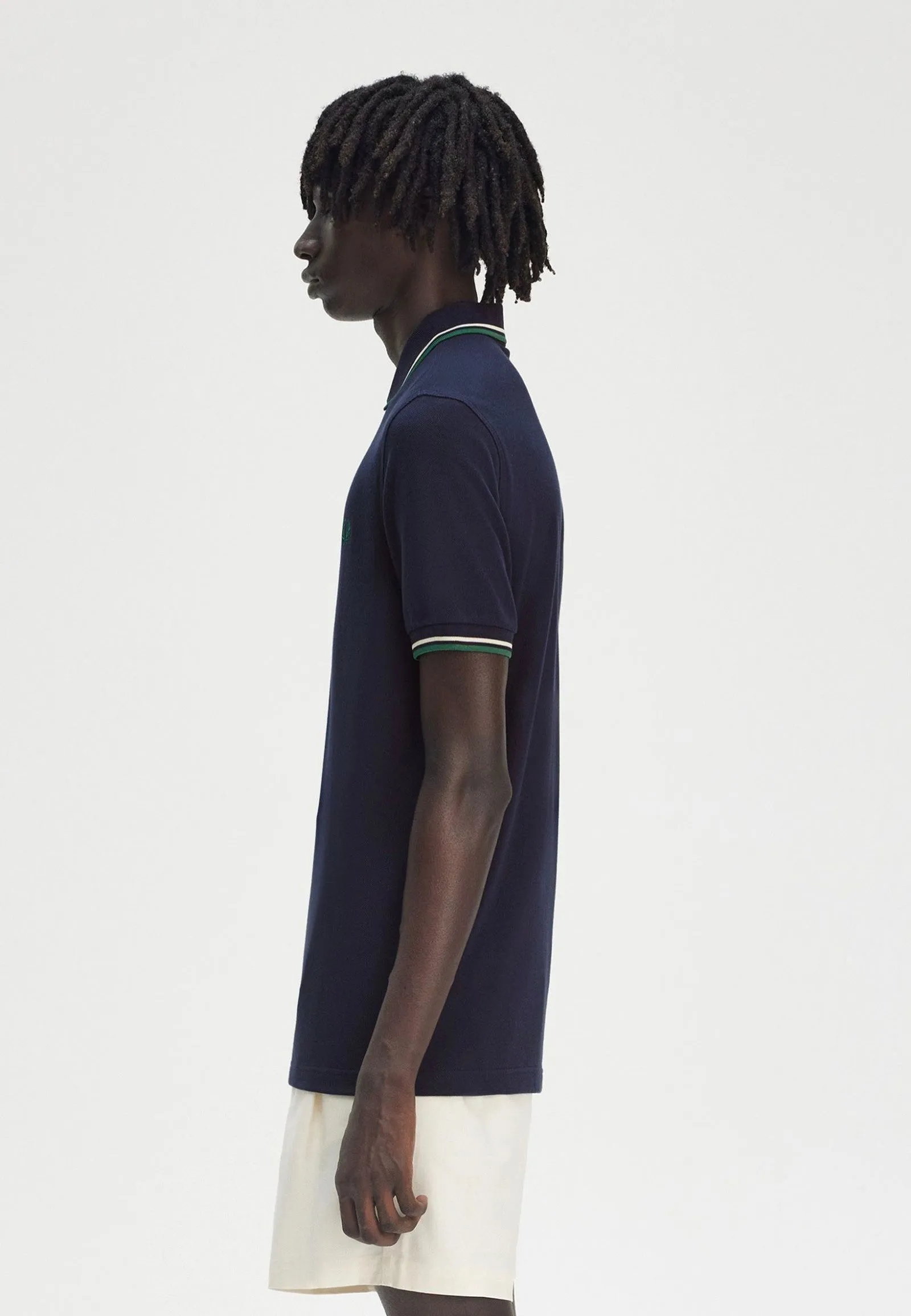 Fred Perry - Twin Tipped Dark Carbon/Light Ecru/Label Green - Polo