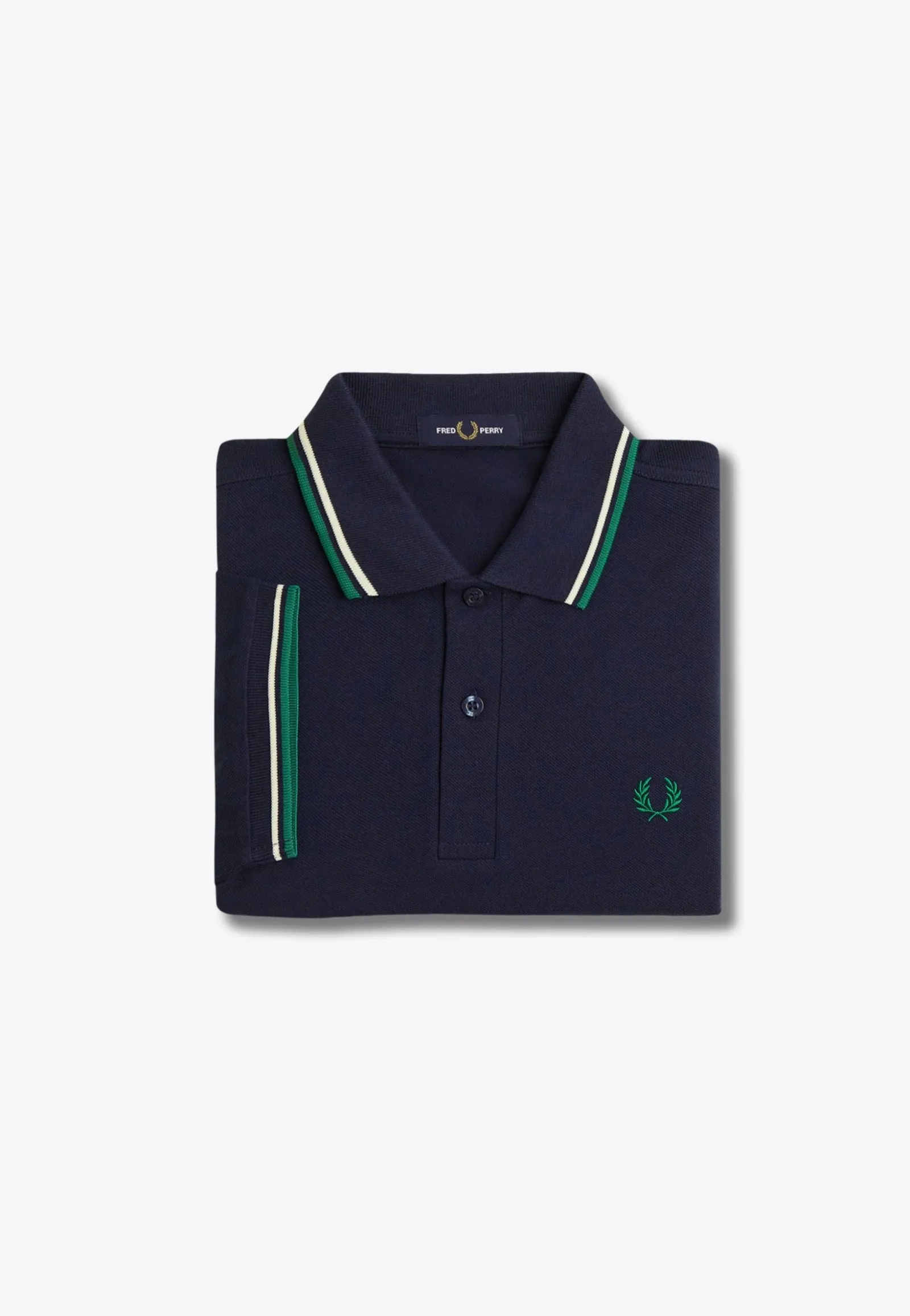 Fred Perry - Twin Tipped Dark Carbon/Light Ecru/Label Green - Polo
