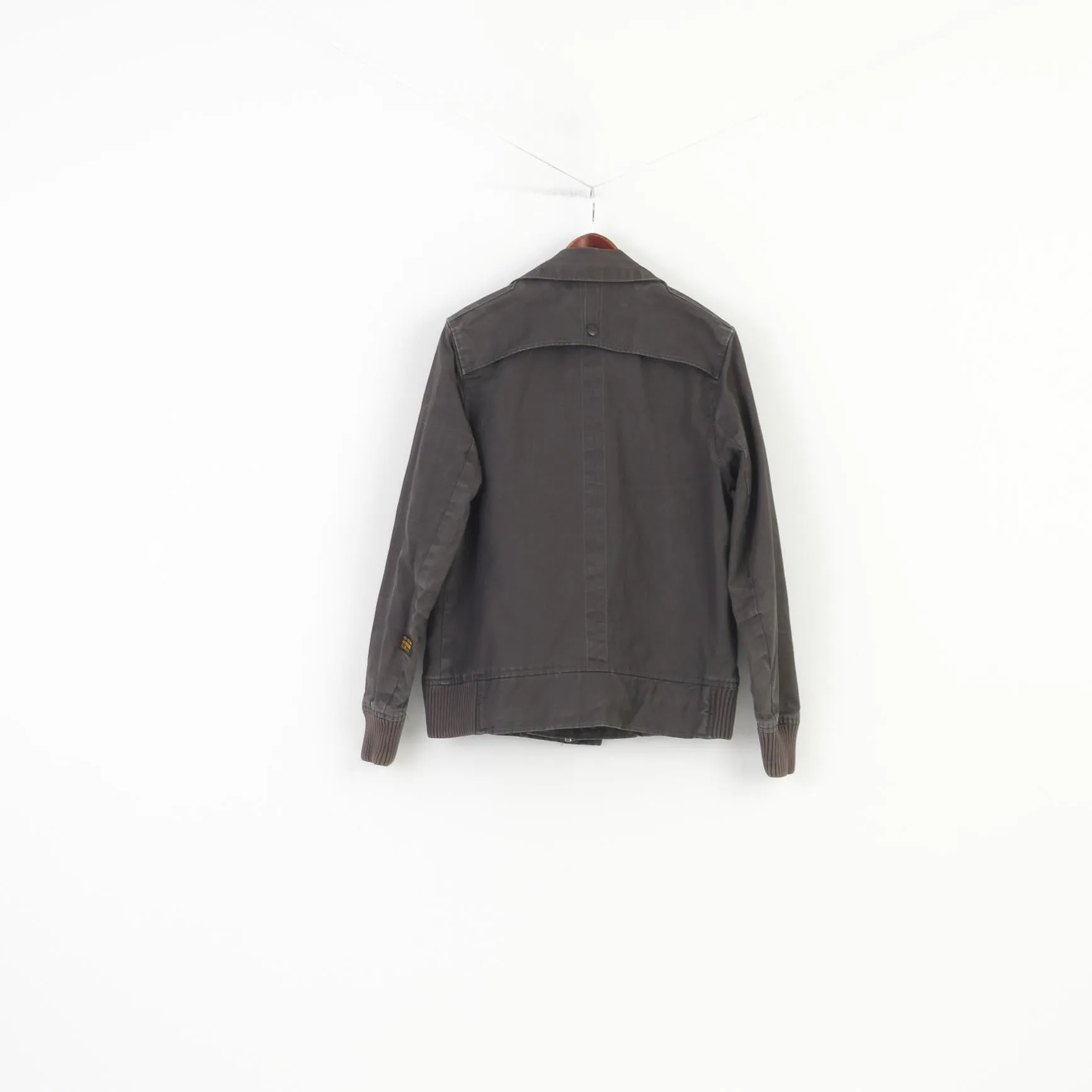 G-Star Men L Jacket Grey Full Zipper Cotton Vintage Collar Top
