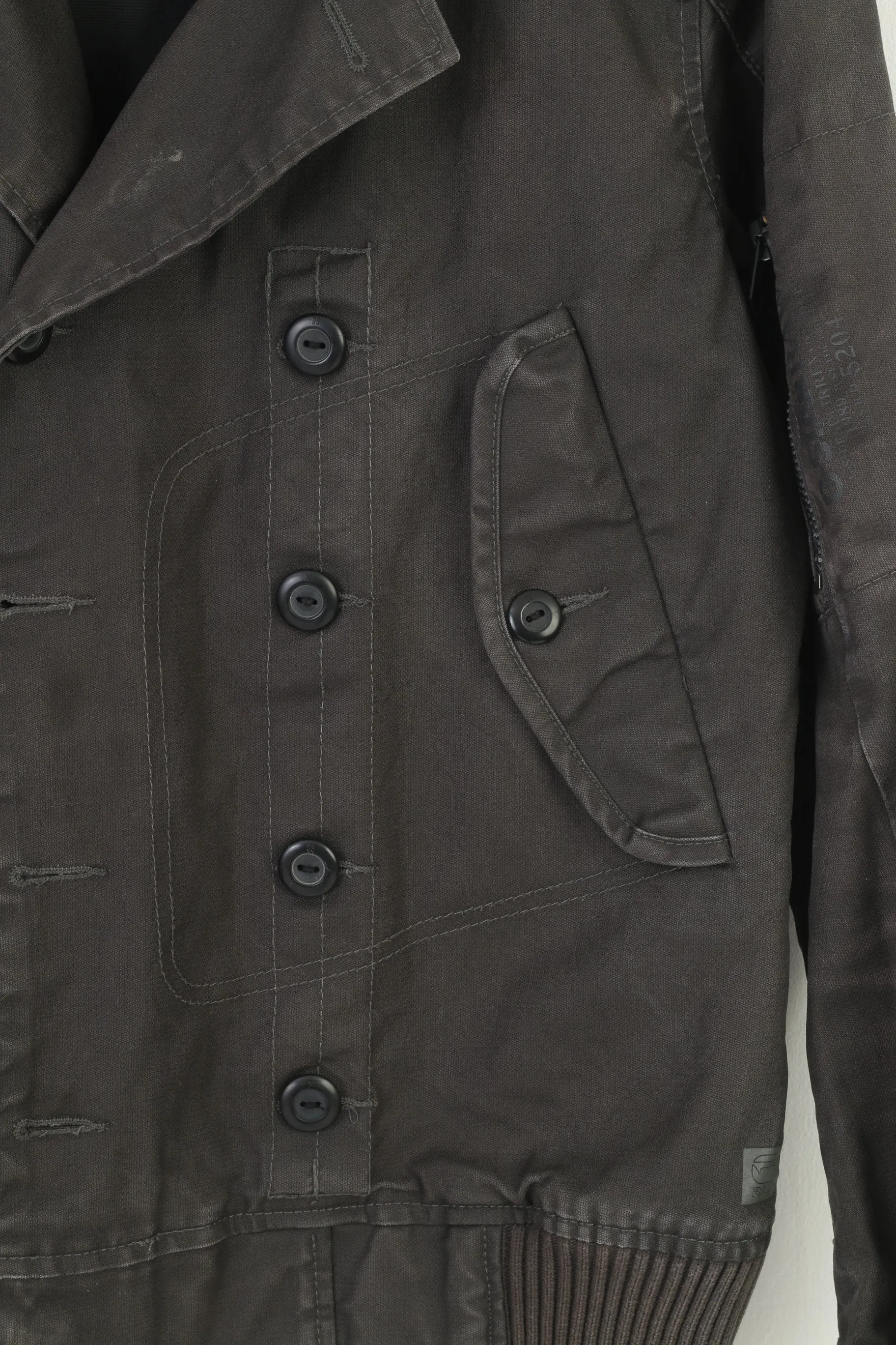 G-Star Men L Jacket Grey Full Zipper Cotton Vintage Collar Top