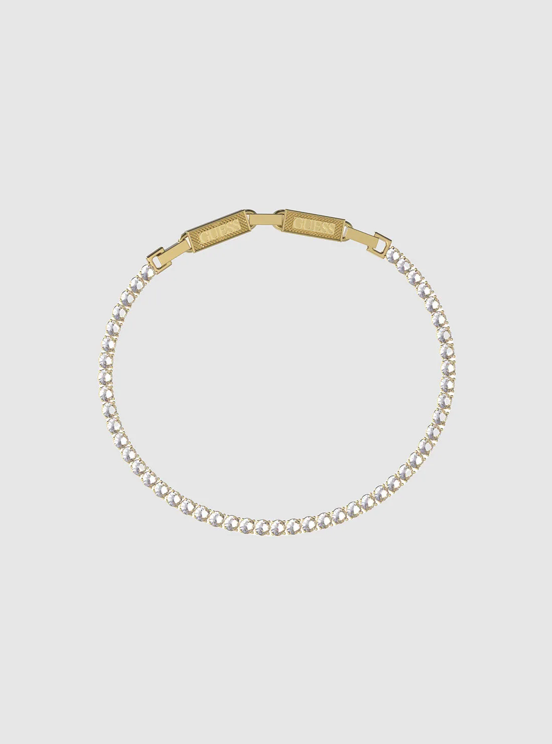 Gold Clear Logo Tennis Bracelet Guess