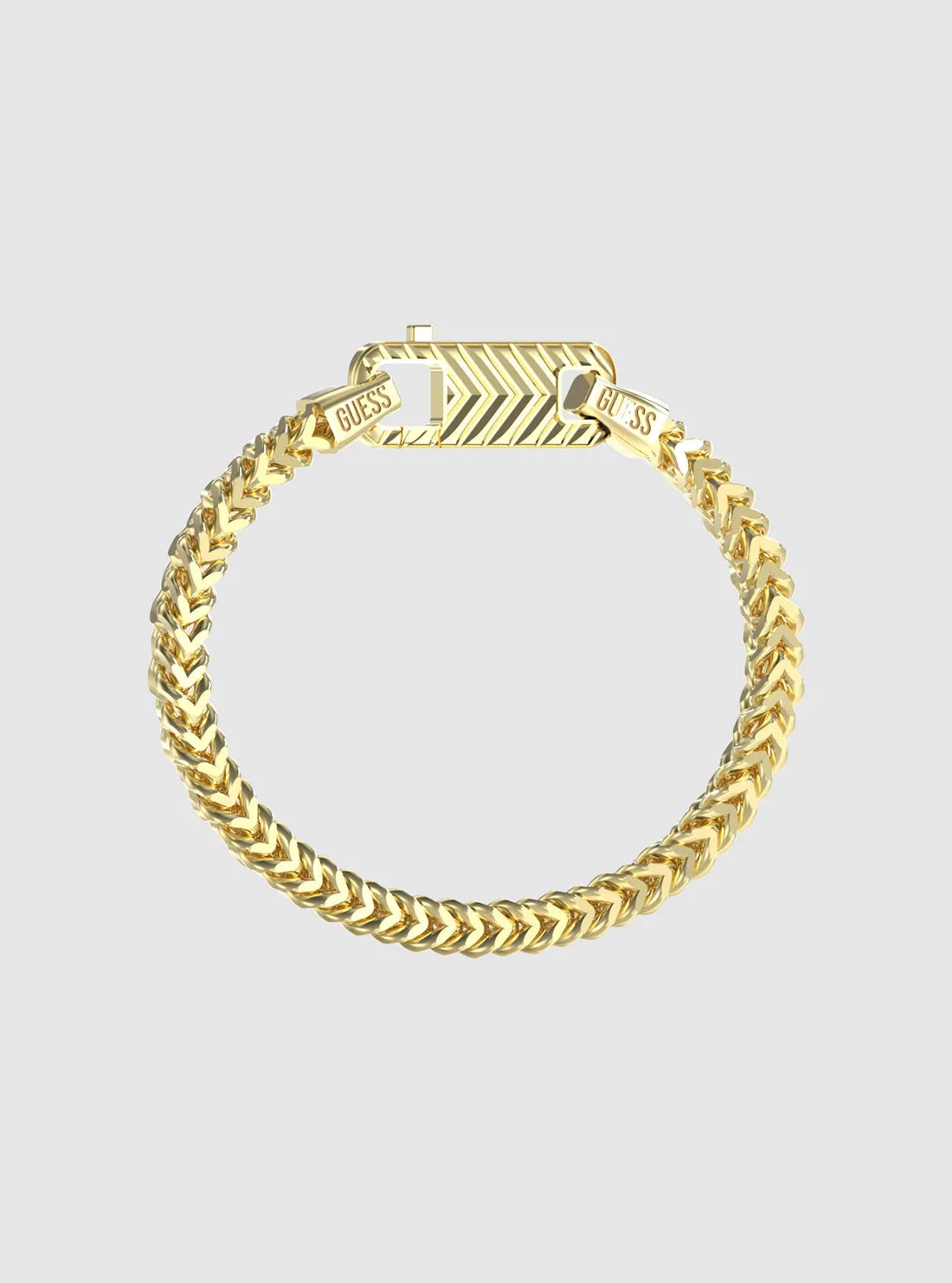 Gold Pitstop Textured Hook Chain Bracelet Guess
