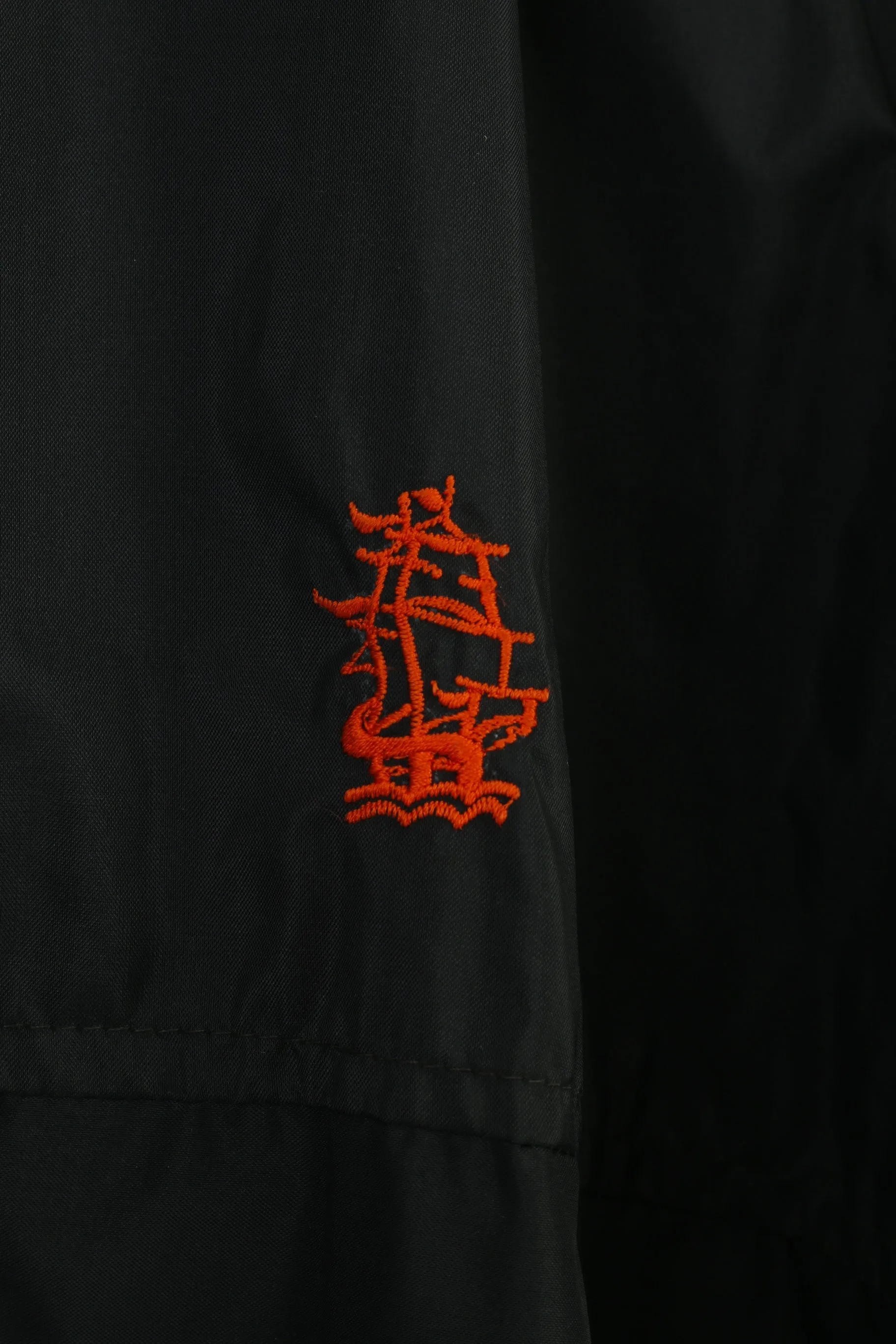 Handic Men XL Jacket Black Sportswear Full Zipper Nylon Vintage  Collar Pockets Top