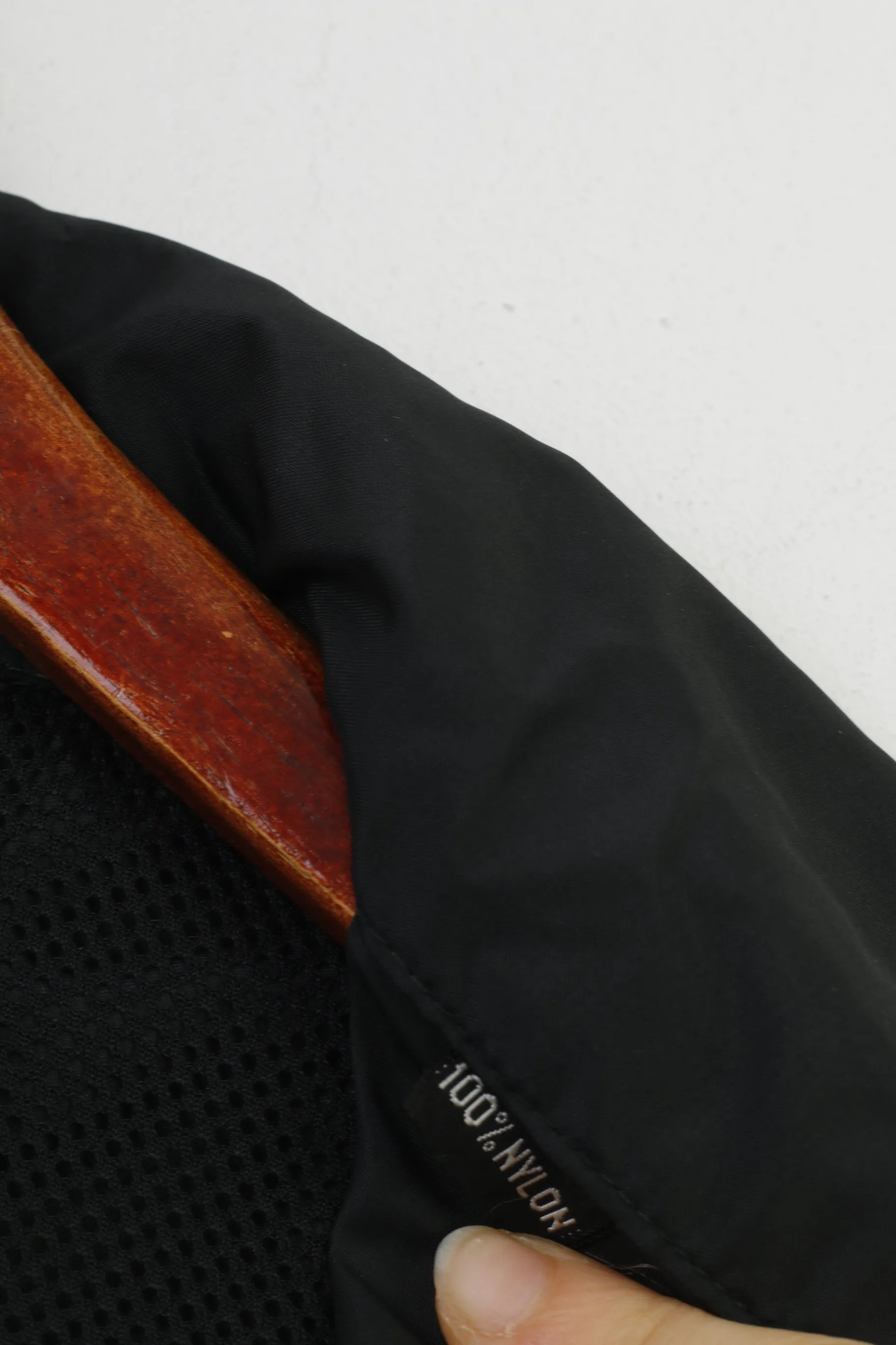 Handic Men XL Jacket Black Sportswear Full Zipper Nylon Vintage  Collar Pockets Top