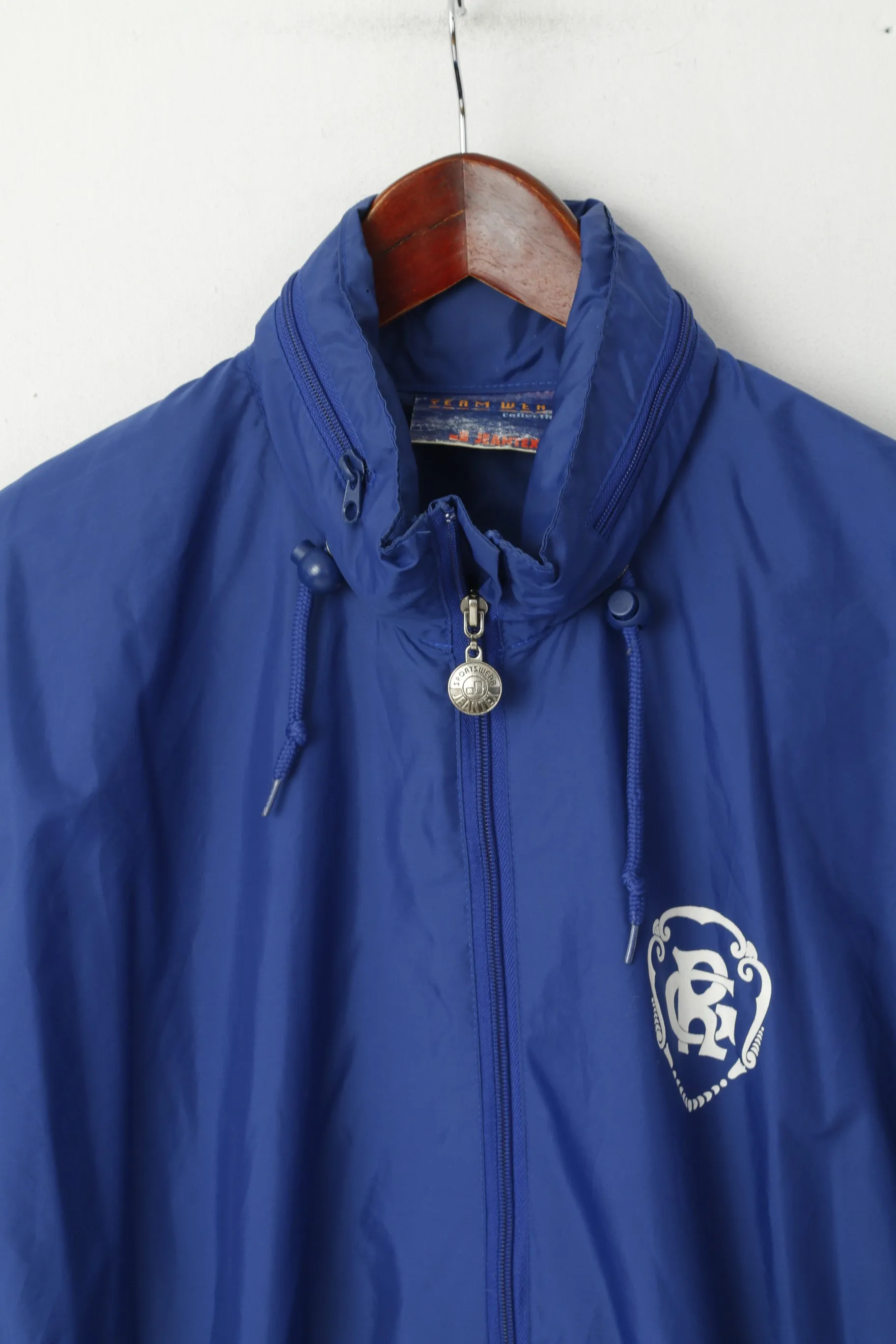 Jeantex Team Wear Men L Jacket Navy Nylon Waterproof Roskilde Hidden Hood Top