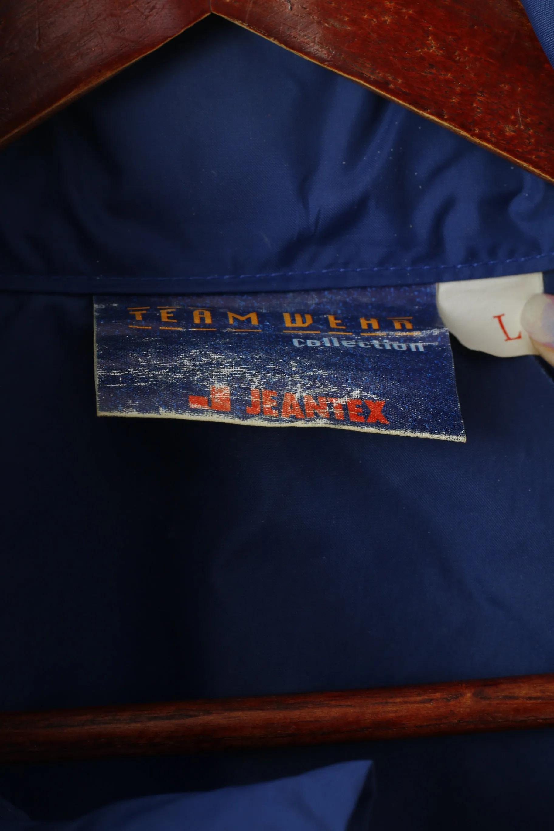 Jeantex Team Wear Men L Jacket Navy Nylon Waterproof Roskilde Hidden Hood Top